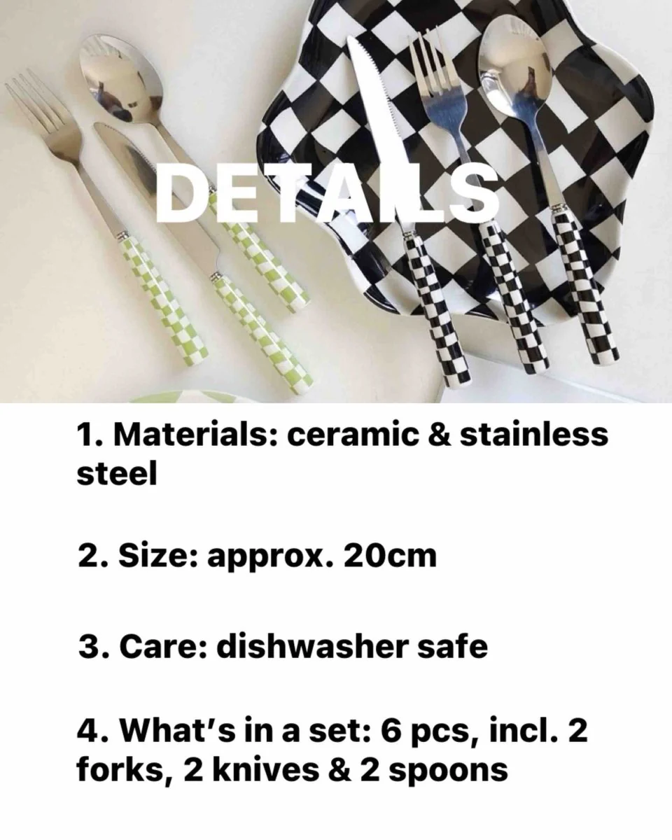 6 Pack Modern Checkered Flatware Sets - Image 10