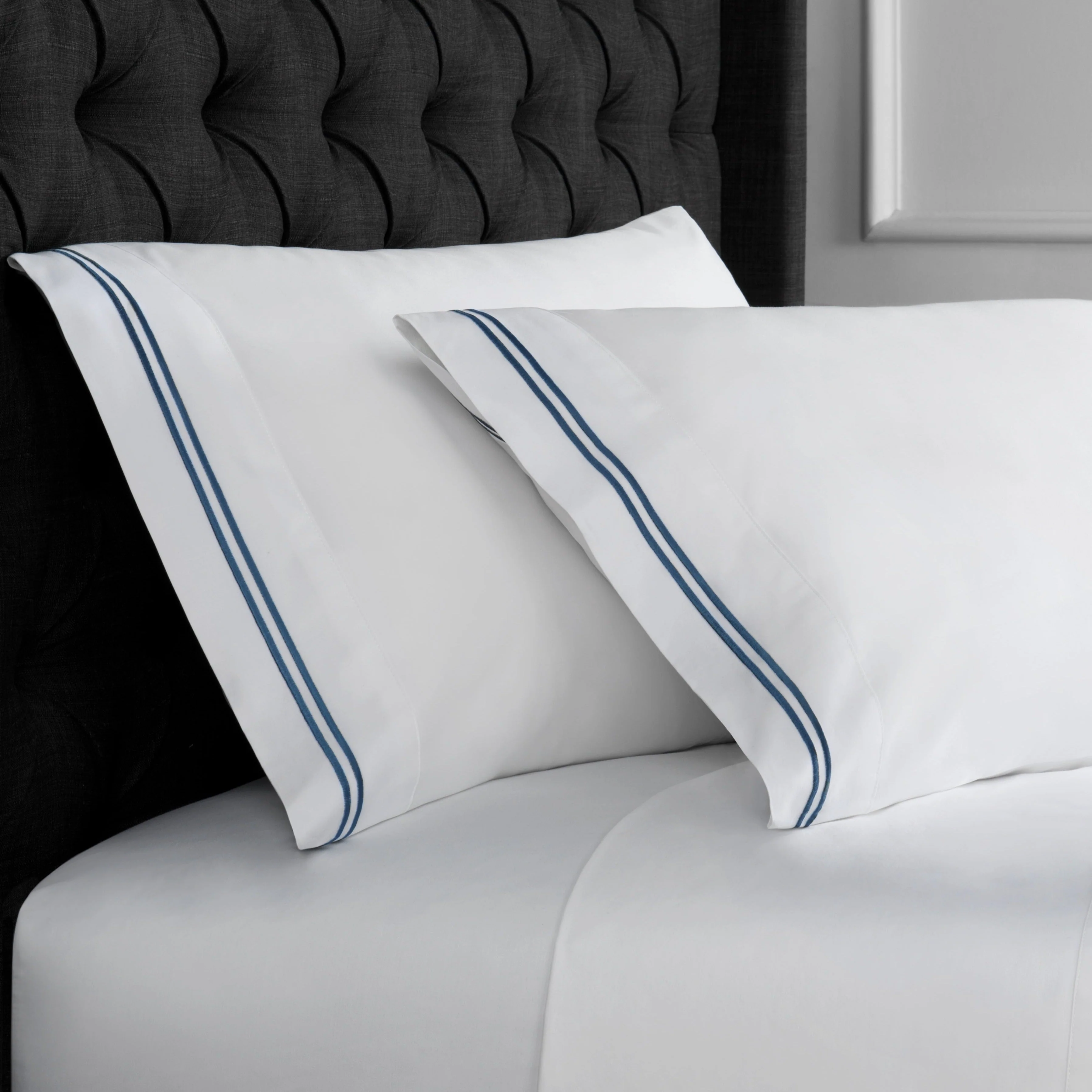 600 Thread Count Double Stripe Embroidered Pillowcases - Image 7