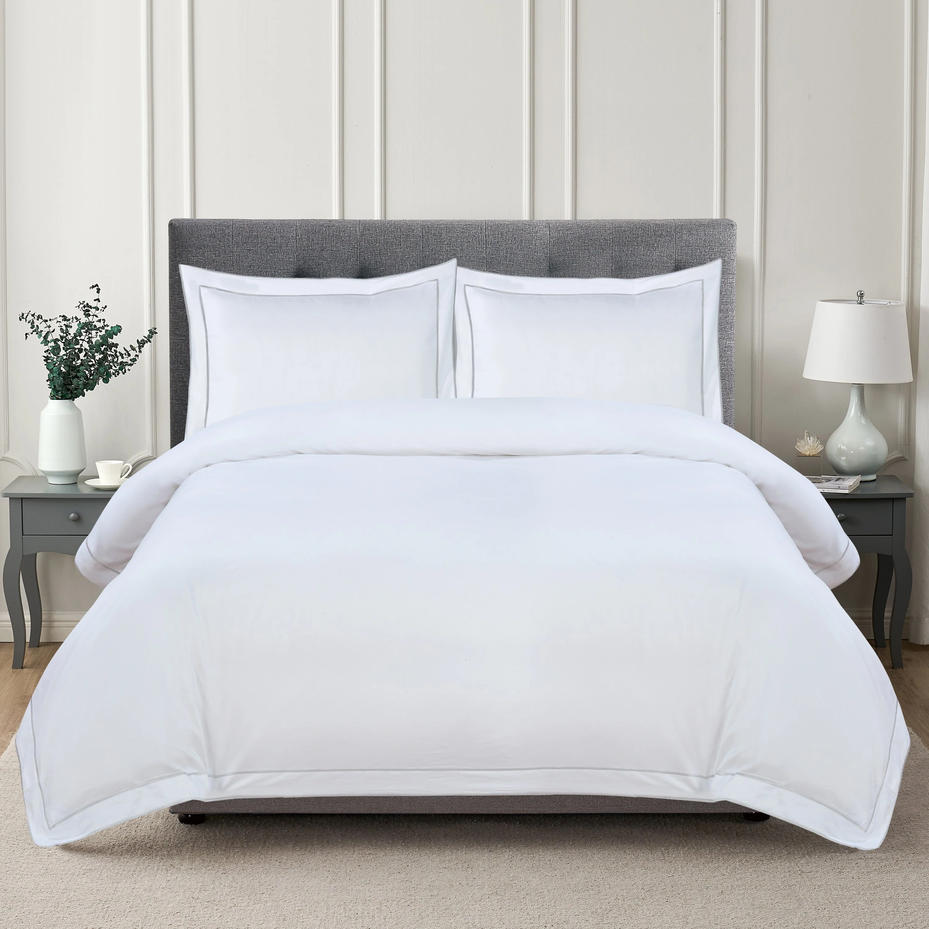 Framed Sateen Embroidered Cotton Duvet Set - Image 7