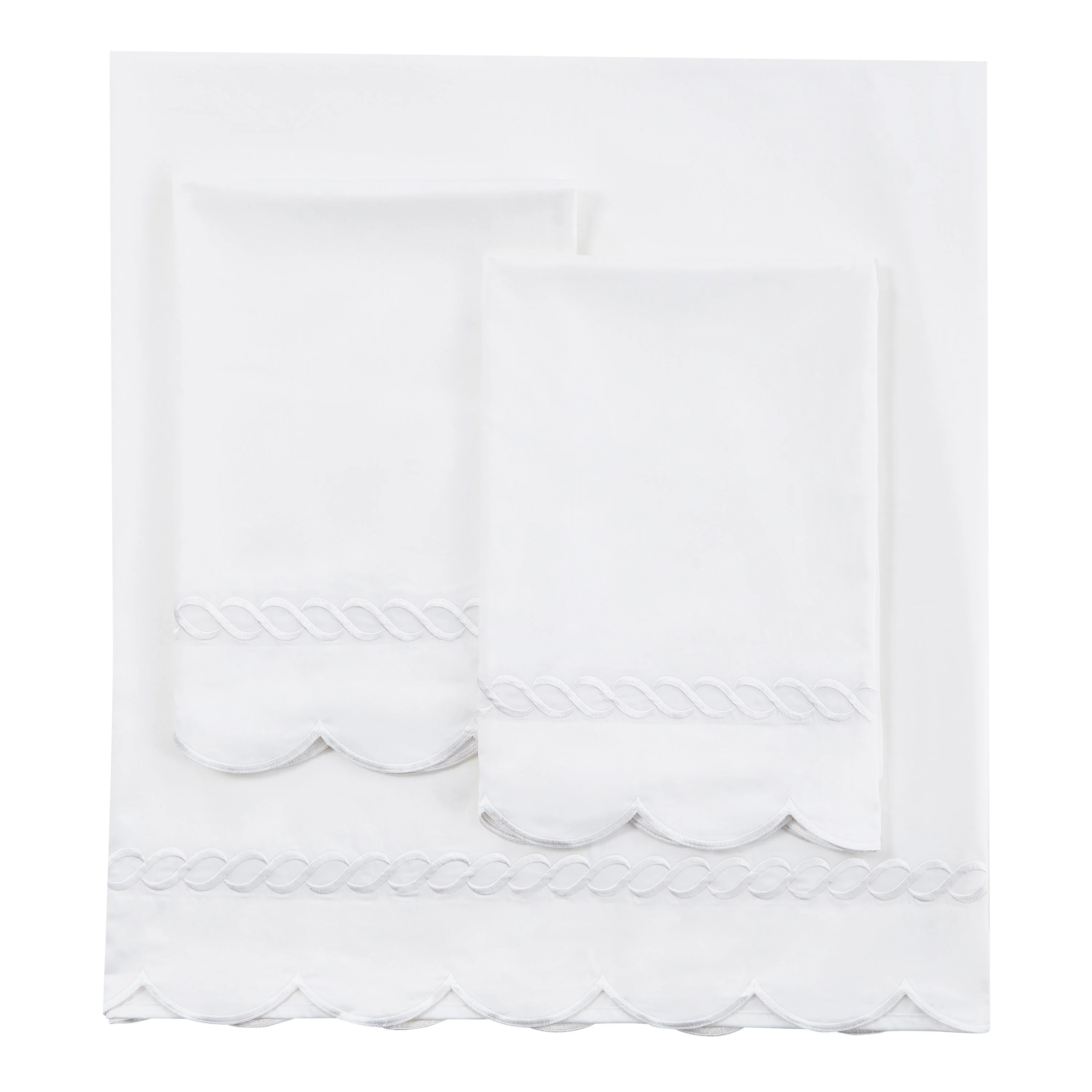 600 Thread Count Scallop Rope Embroidered Cotton Sheet Set - Image 16