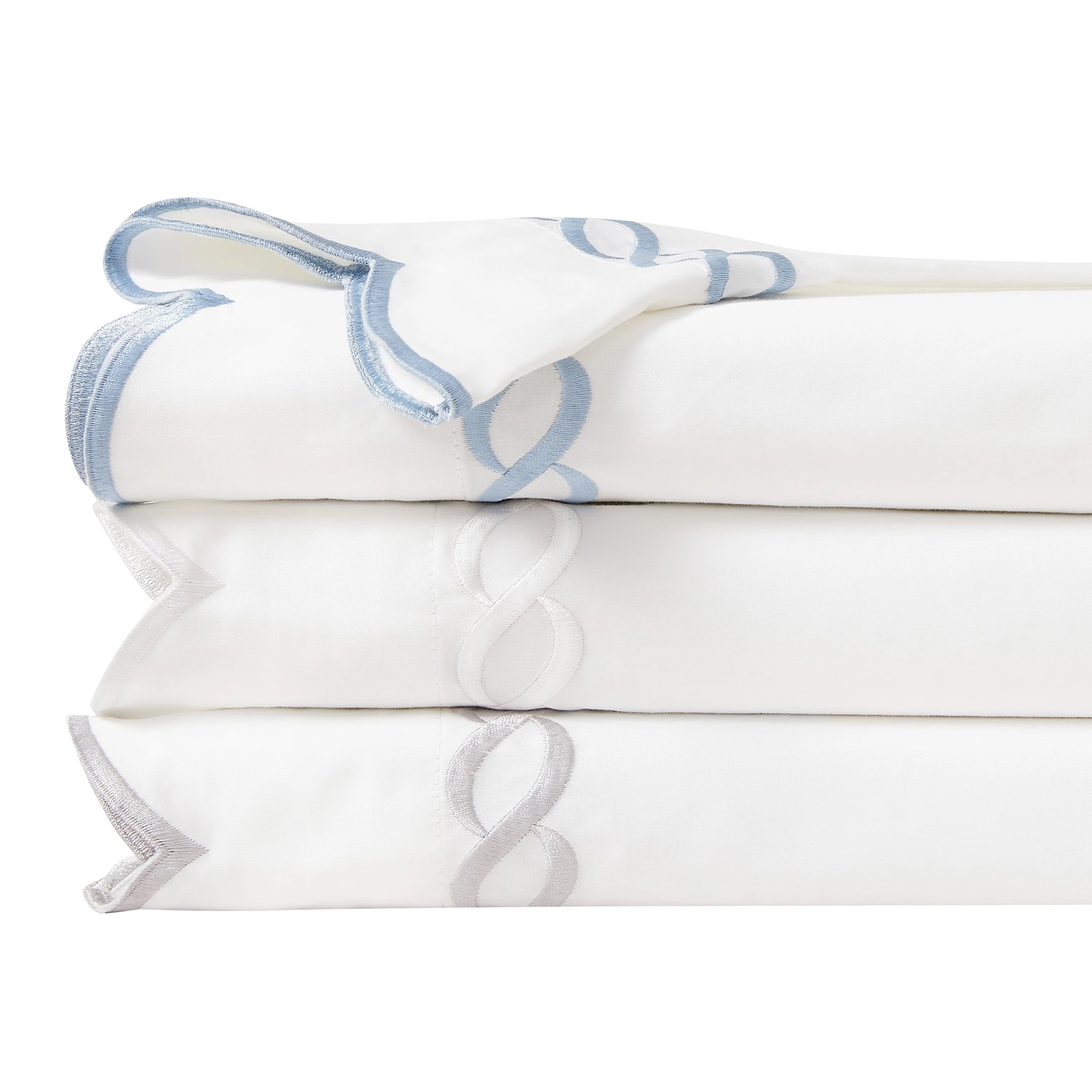 600 Thread Count Scallop Rope Embroidered Cotton Sheet Set - Image 2