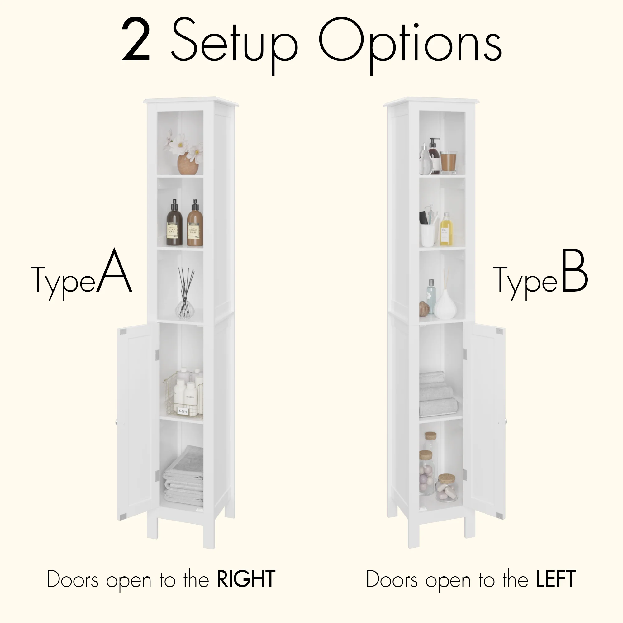 66.92' Tall Bathroom Storage Cabinet with Adjustable Shelves, White - Image 16