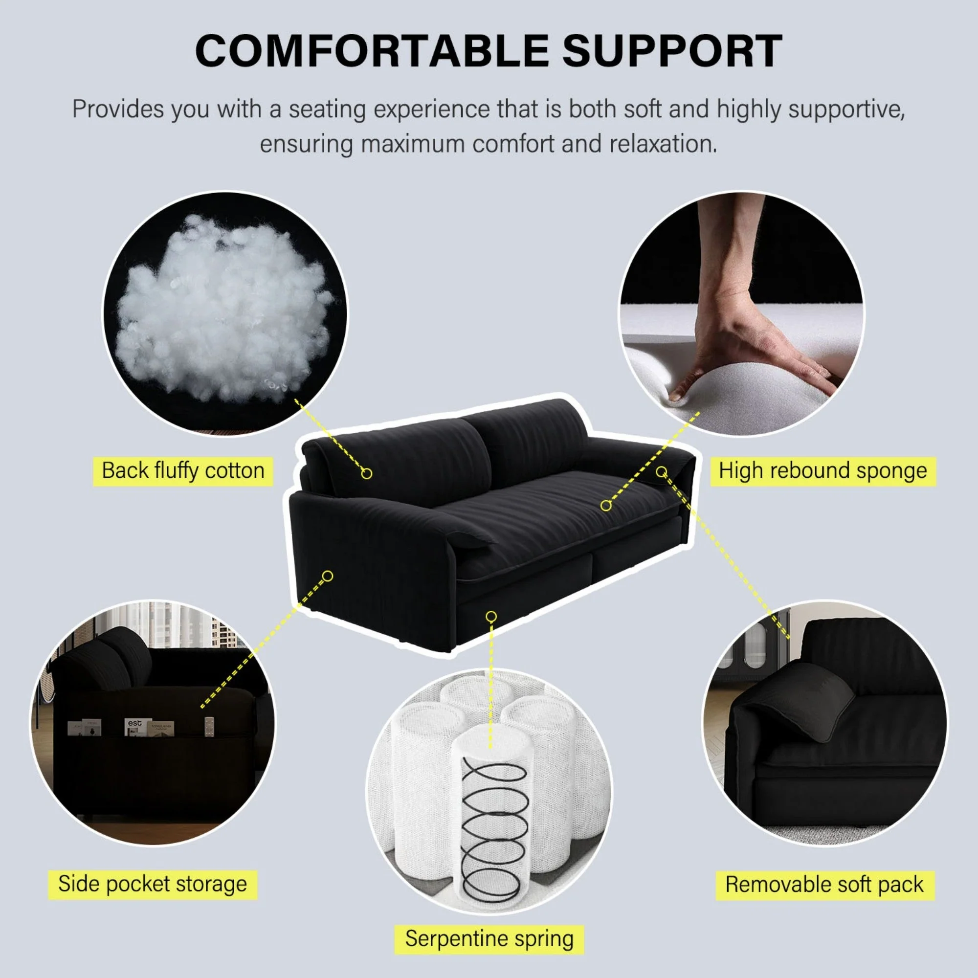 66 ' Queen 3-in-1 Convertible Sleeper Sofa Bed with Side Storage - Image 13