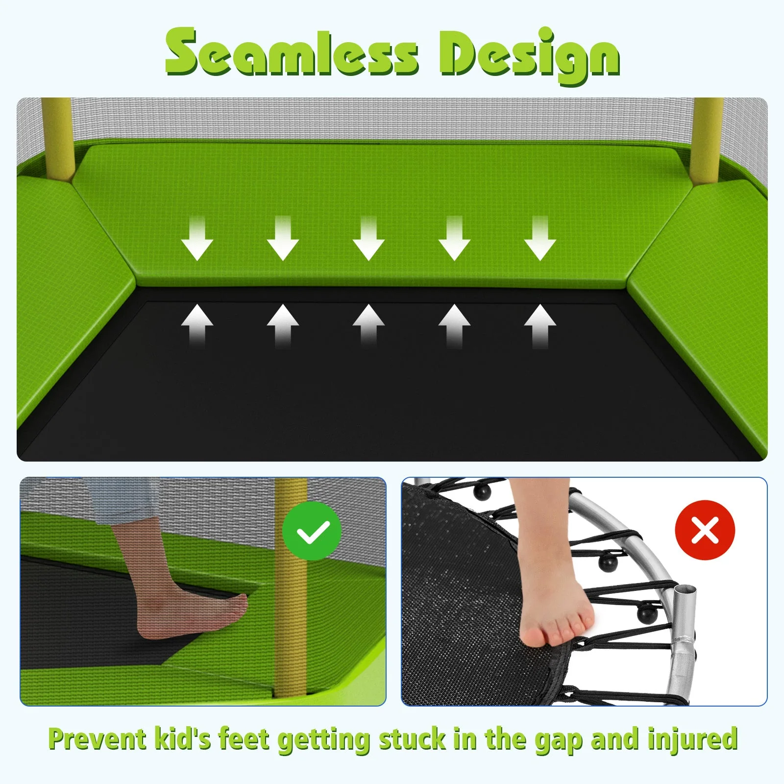 7 Feet Kids Recreational Bounce Jumper Trampoline-Green - Image 6