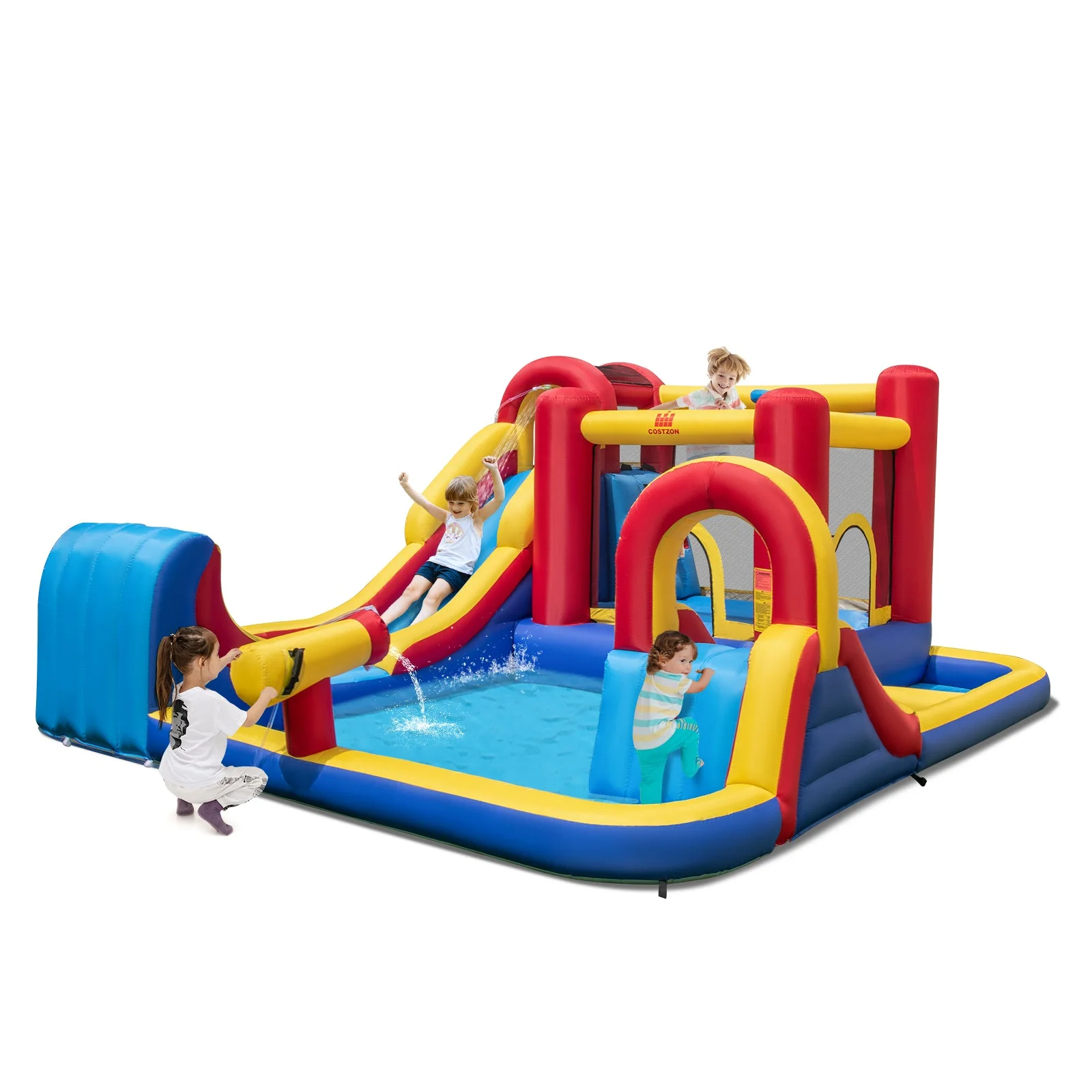 7 in 1 Outdoor Inflatable Bounce House with Water Slides and Splash Pools - Image 4