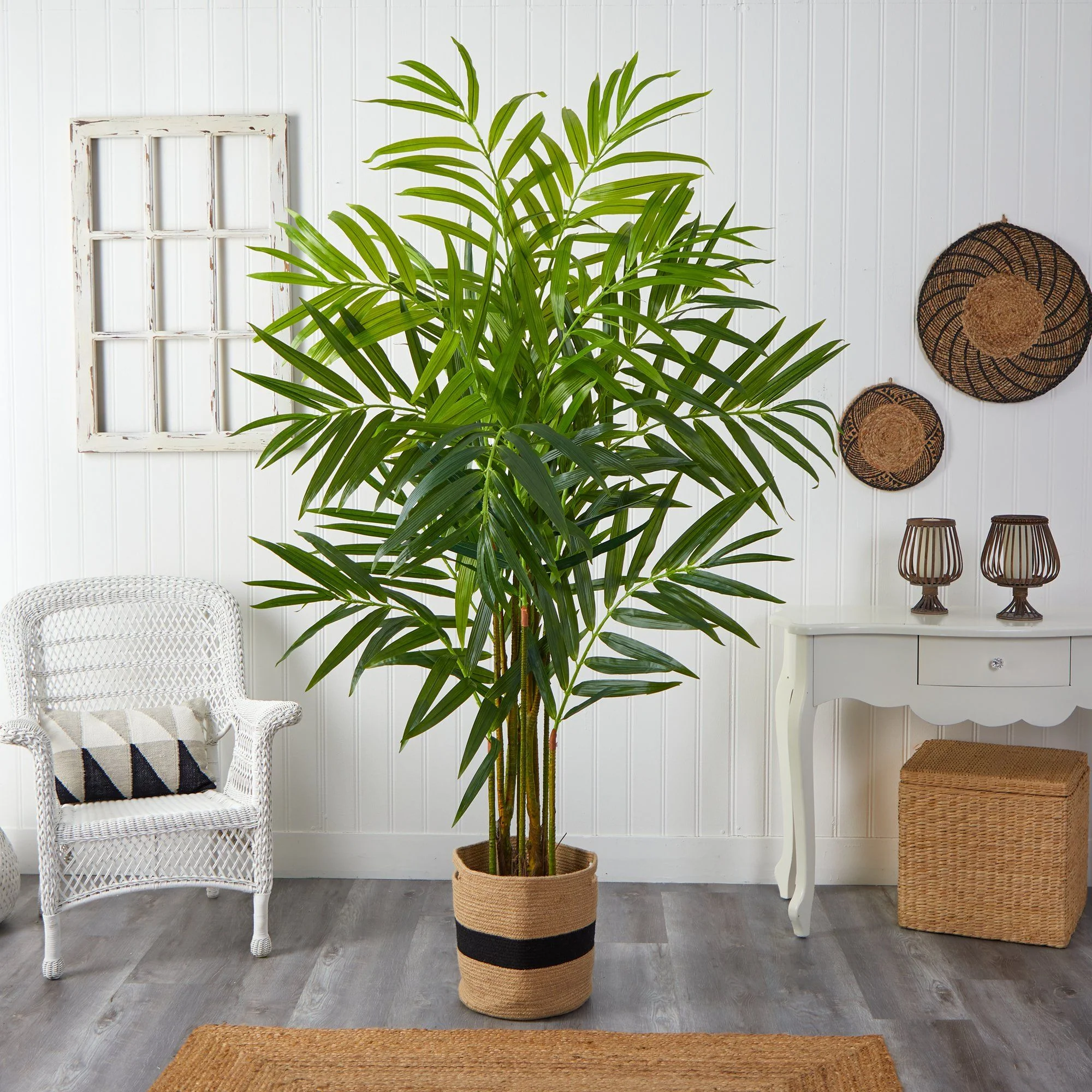 8’ King Palm Artificial Tree in Handmade Natural Jute and Cotton Planter - Image 3