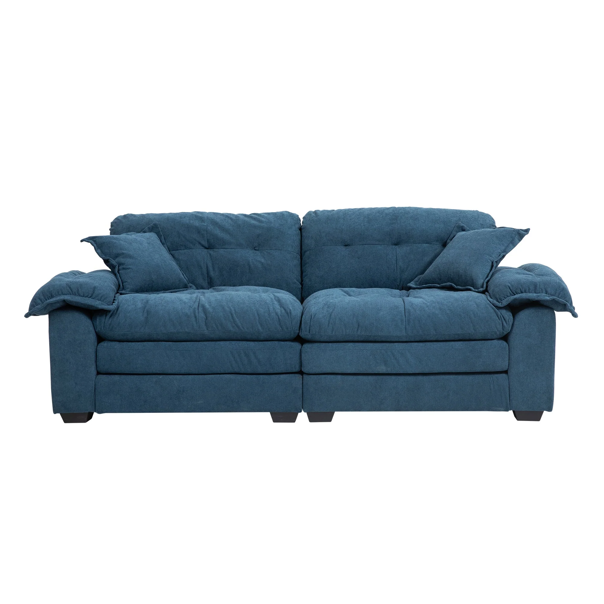 84' Chenille Sofa Small Sofa Loveseat Couch, Blue - Image 16