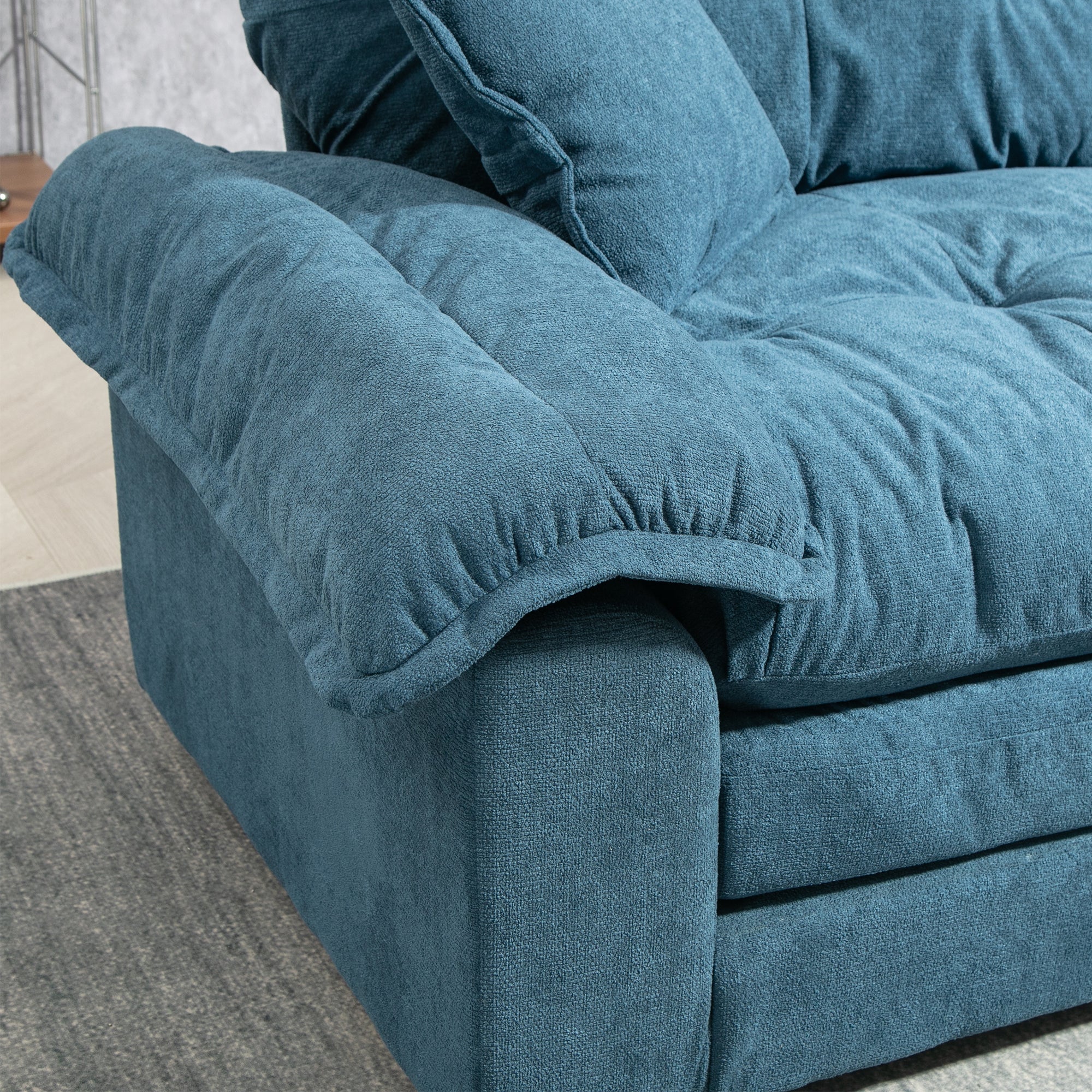 84' Chenille Sofa Small Sofa Loveseat Couch, Blue - Image 8