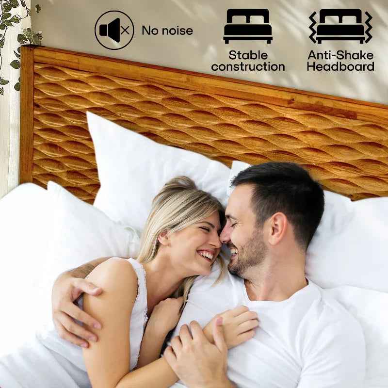 Acacia Elara Platform Bed Frame with Headboard - Image 5