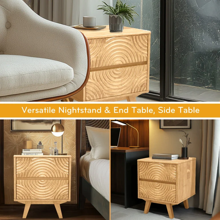 Acacia Harmony Nightstand with 2 Drawers - Image 15