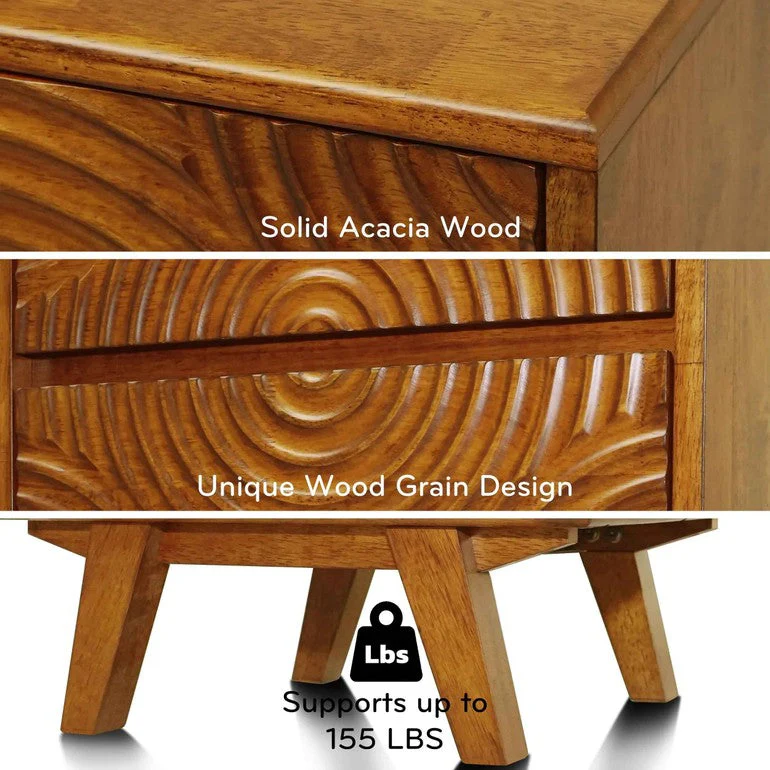 Acacia Harmony Nightstand with 2 Drawers - Image 21