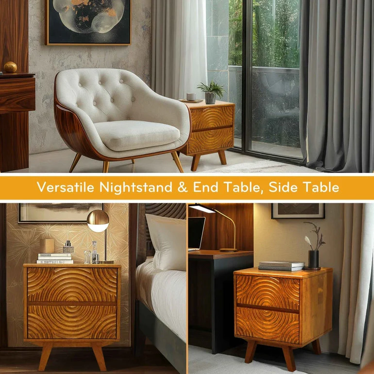 Acacia Harmony Nightstand with 2 Drawers - Image 24