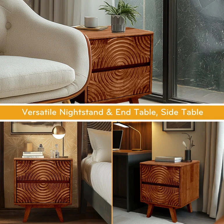 Acacia Harmony Nightstand with 2 Drawers - Image 8