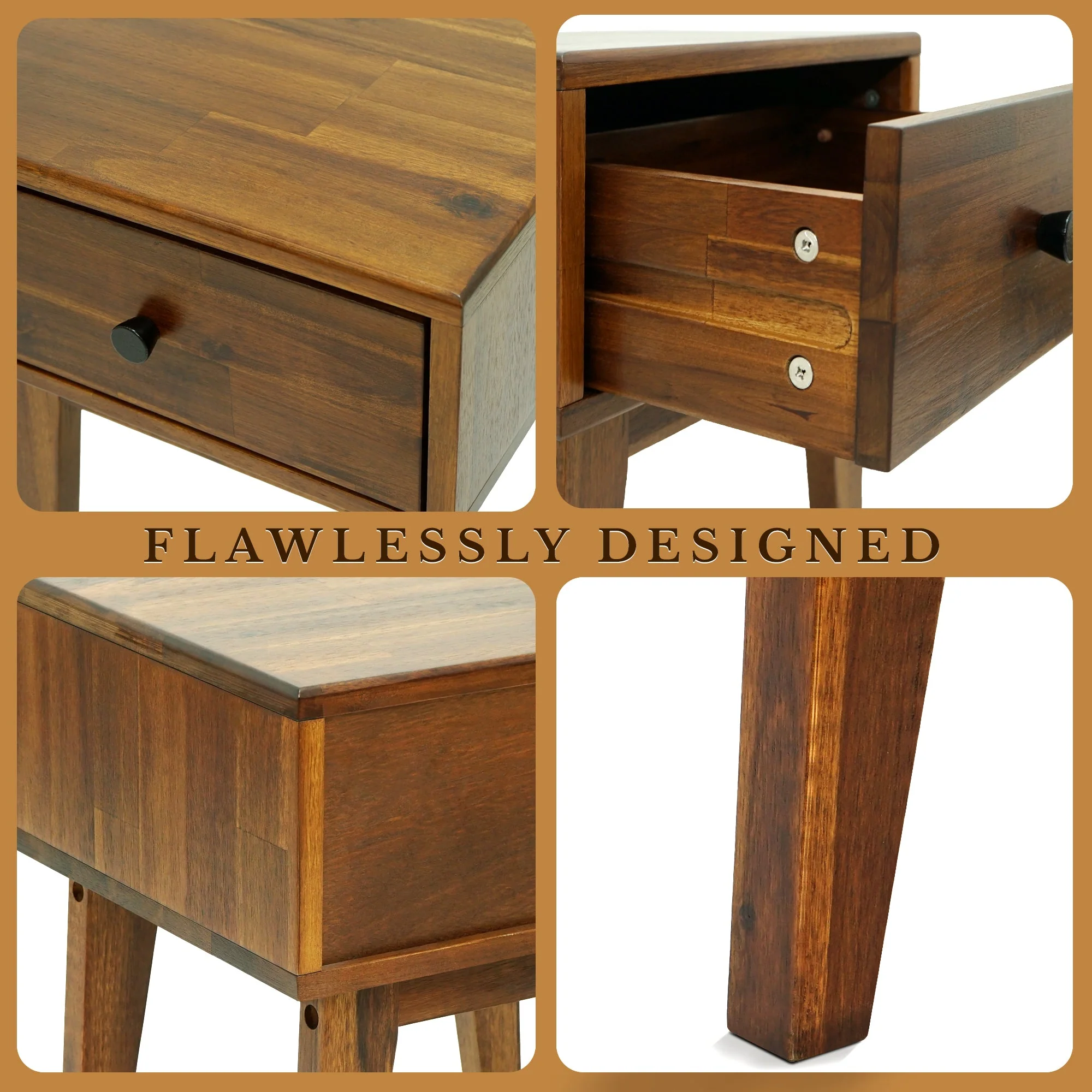 Acacia Sofia 1-Drawer Solid Wood Nightstand - Image 12