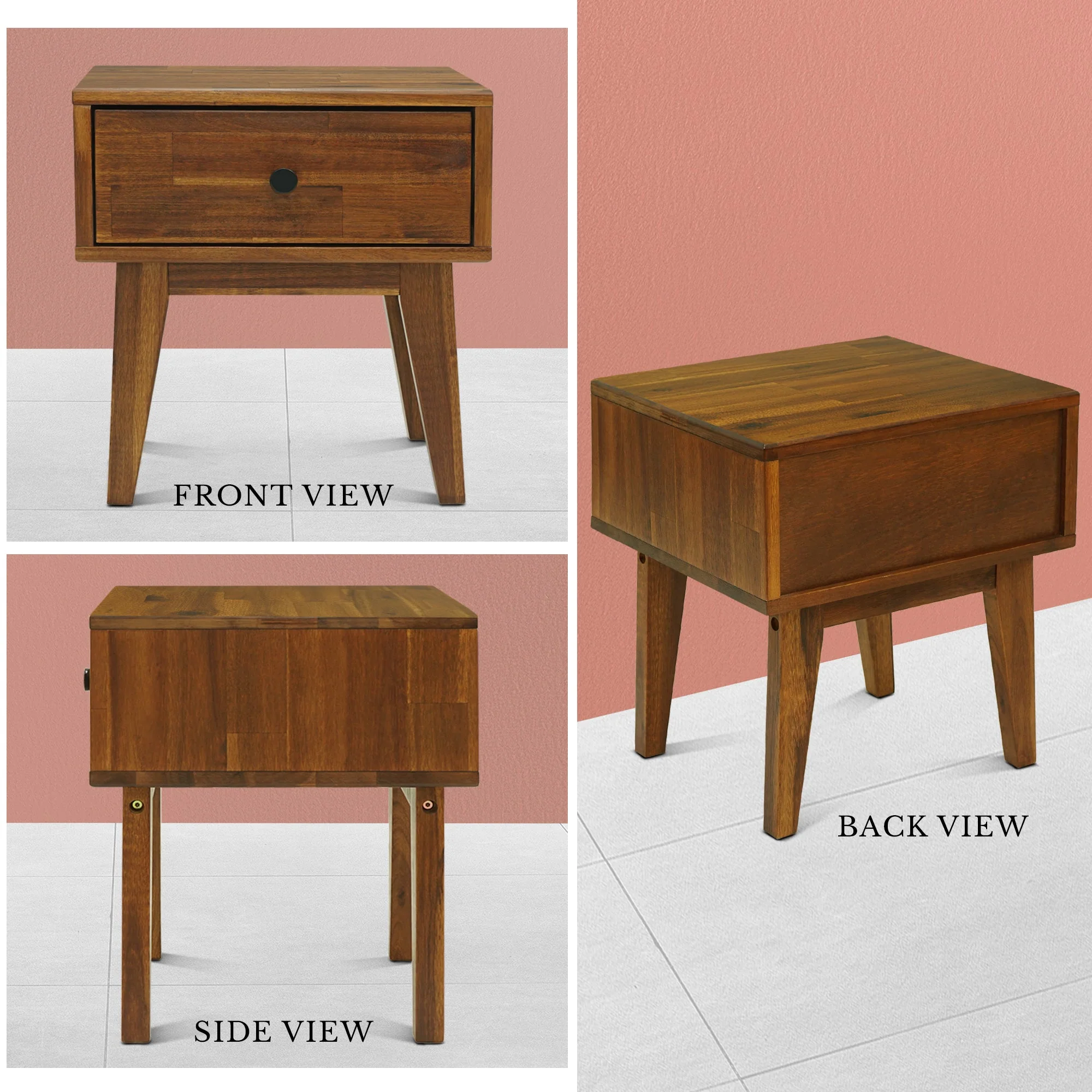 Acacia Sofia 1-Drawer Solid Wood Nightstand - Image 13
