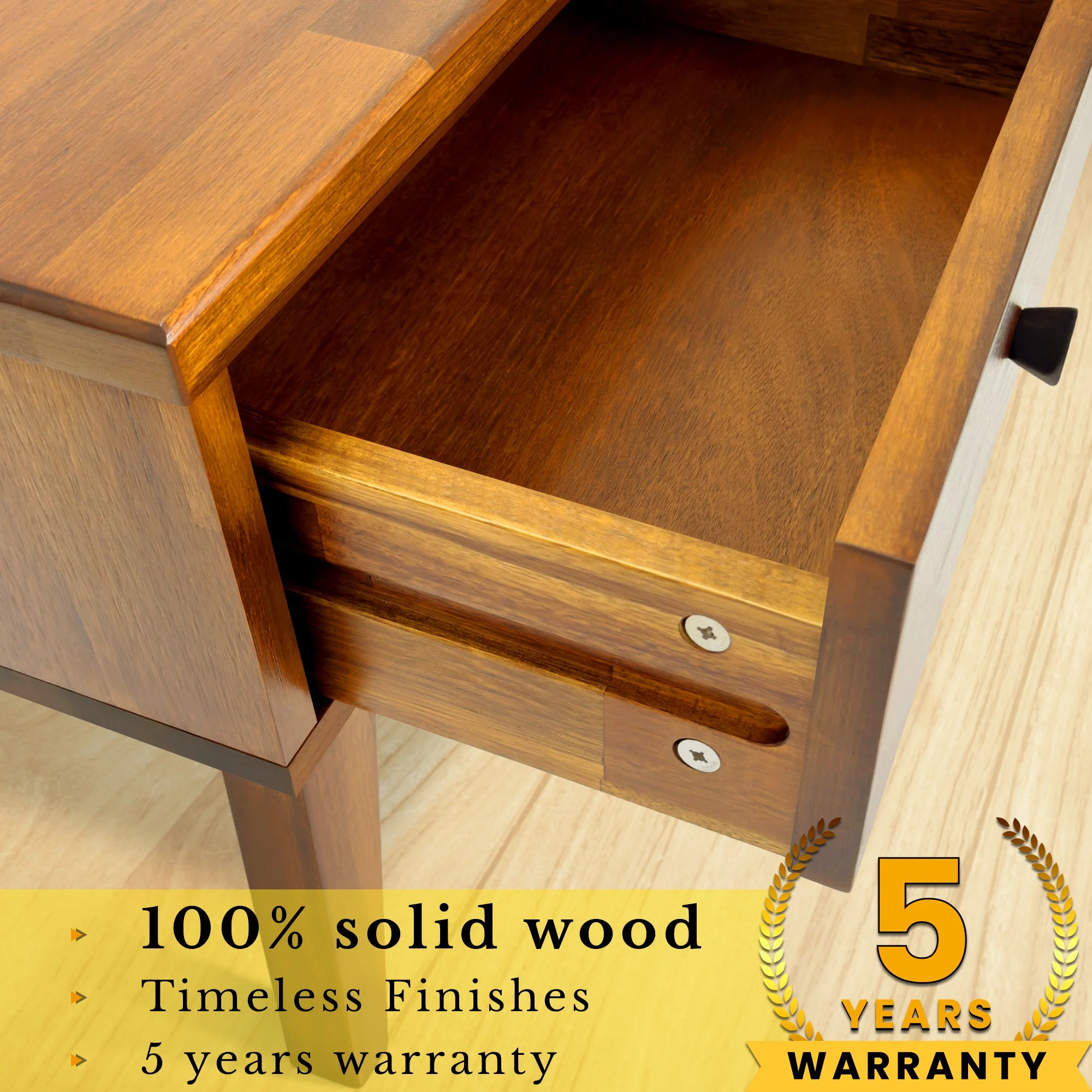 Acacia Sofia 1-Drawer Solid Wood Nightstand - Image 4