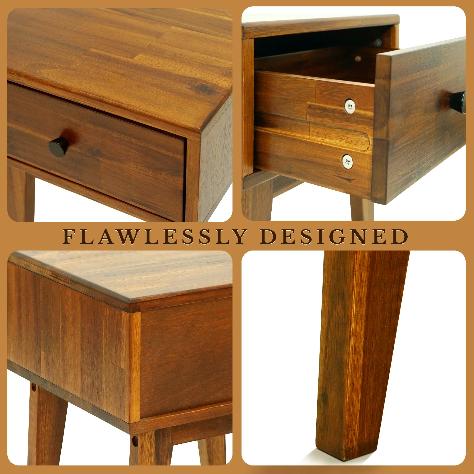 Acacia Sofia 1-Drawer Solid Wood Nightstand - Image 5
