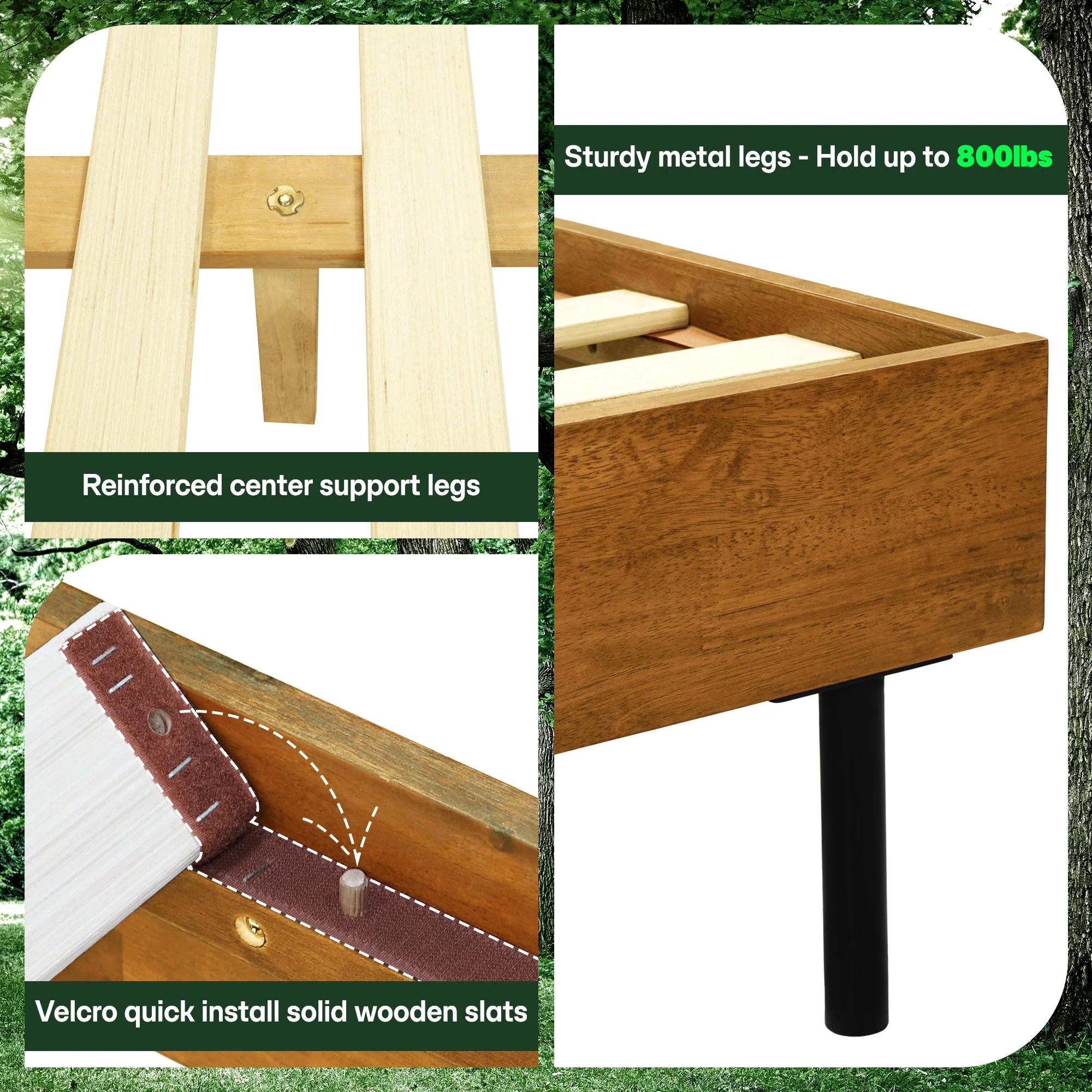 Acacia Solid Wood Bed Frame - Alander Deluxe Platform Bed - Image 6