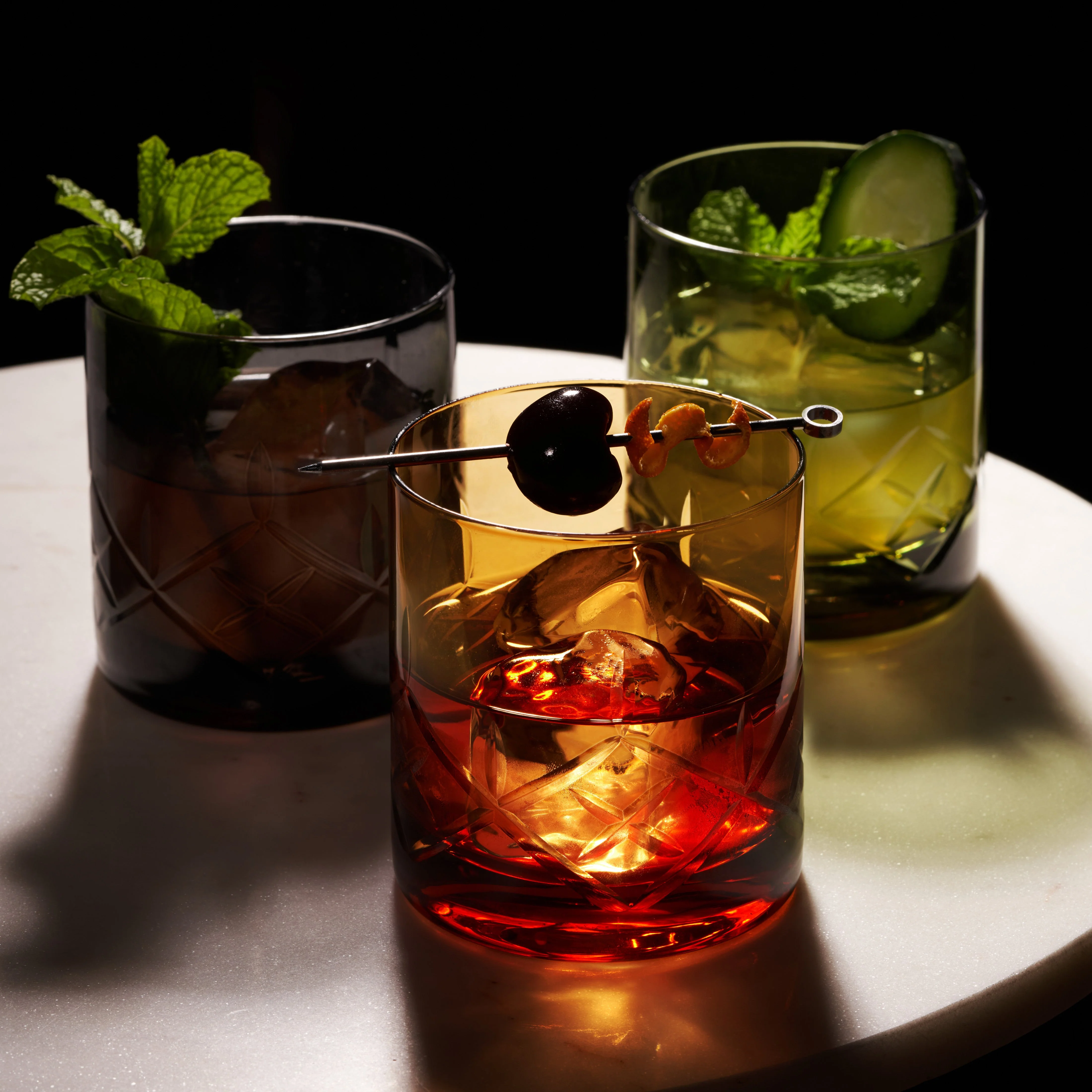 Admiral Crystal Rocks Glasses in Green Set of 2 - Image 3