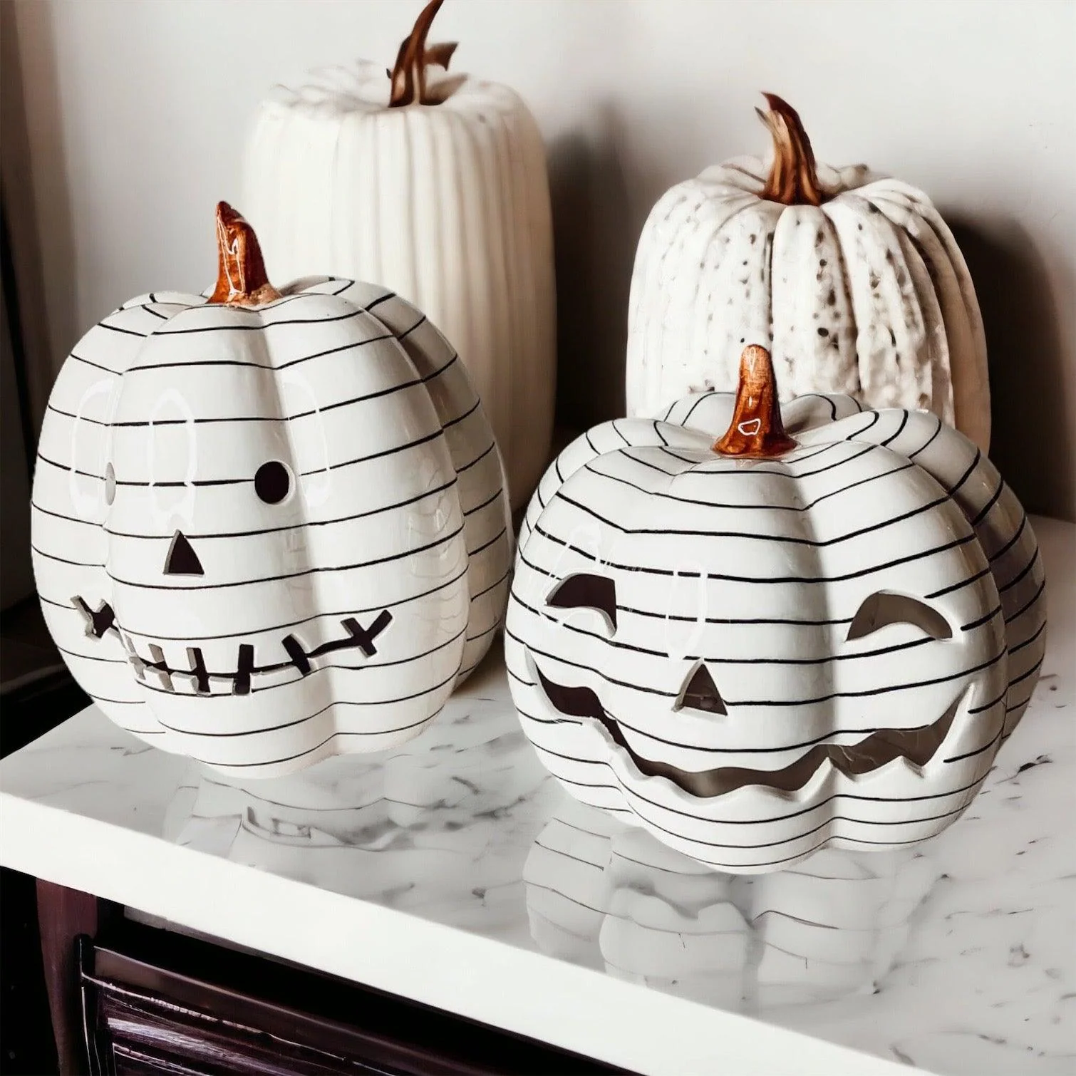 B&W LED Pumpkin by Gia Roma - Image 4