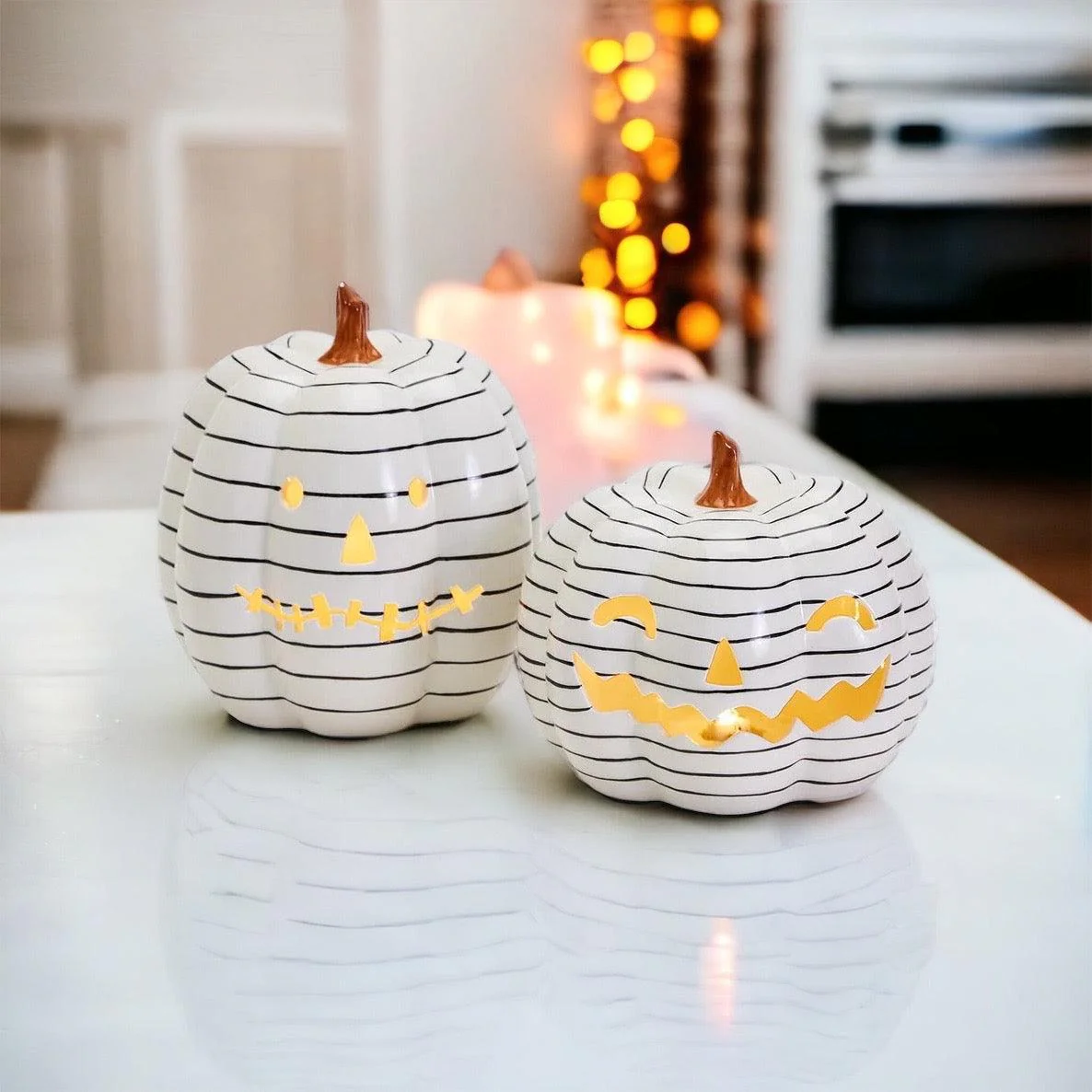 B&W LED Pumpkin by Gia Roma - Image 9