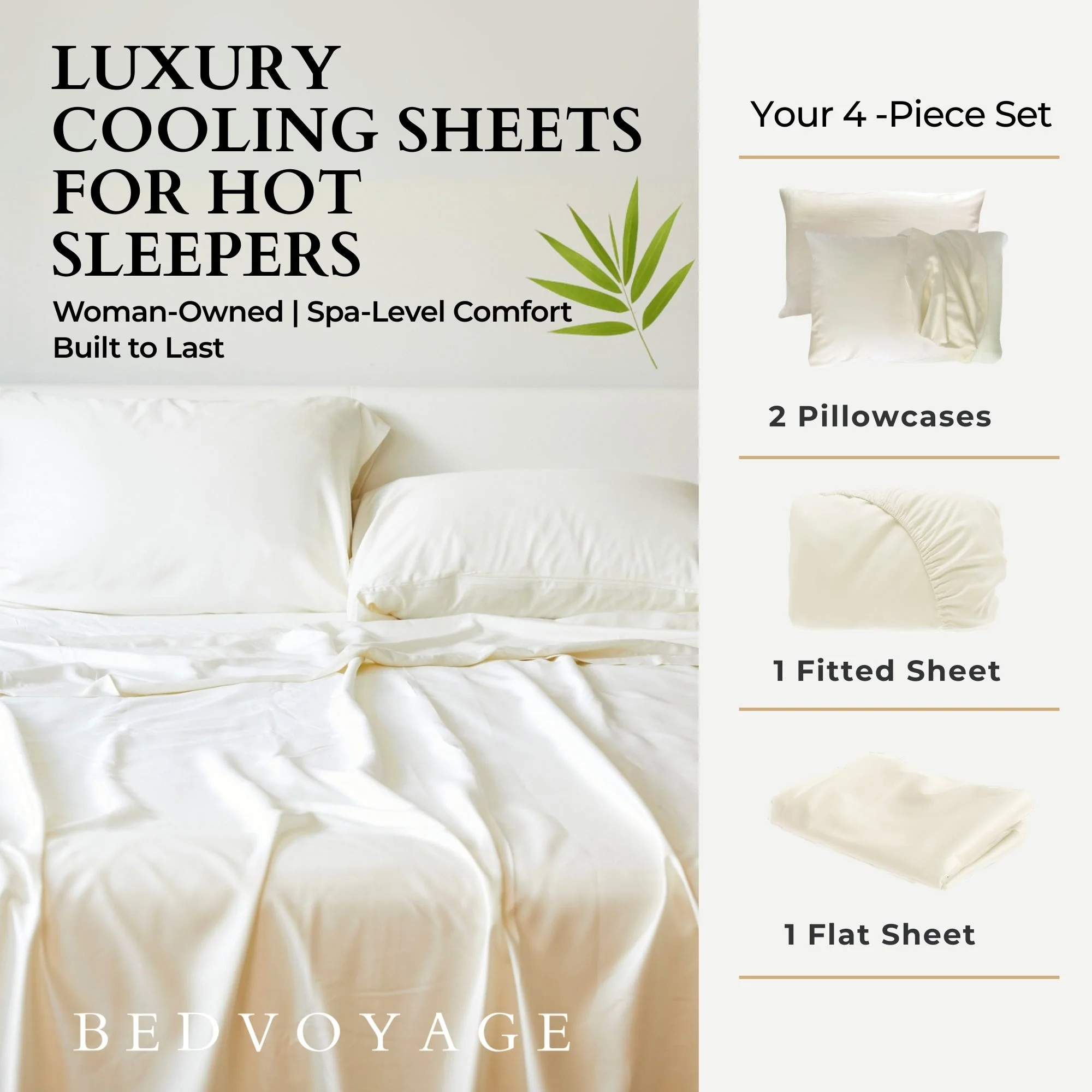 Bamboo Bed Sheet Set - Ivory - Image 3