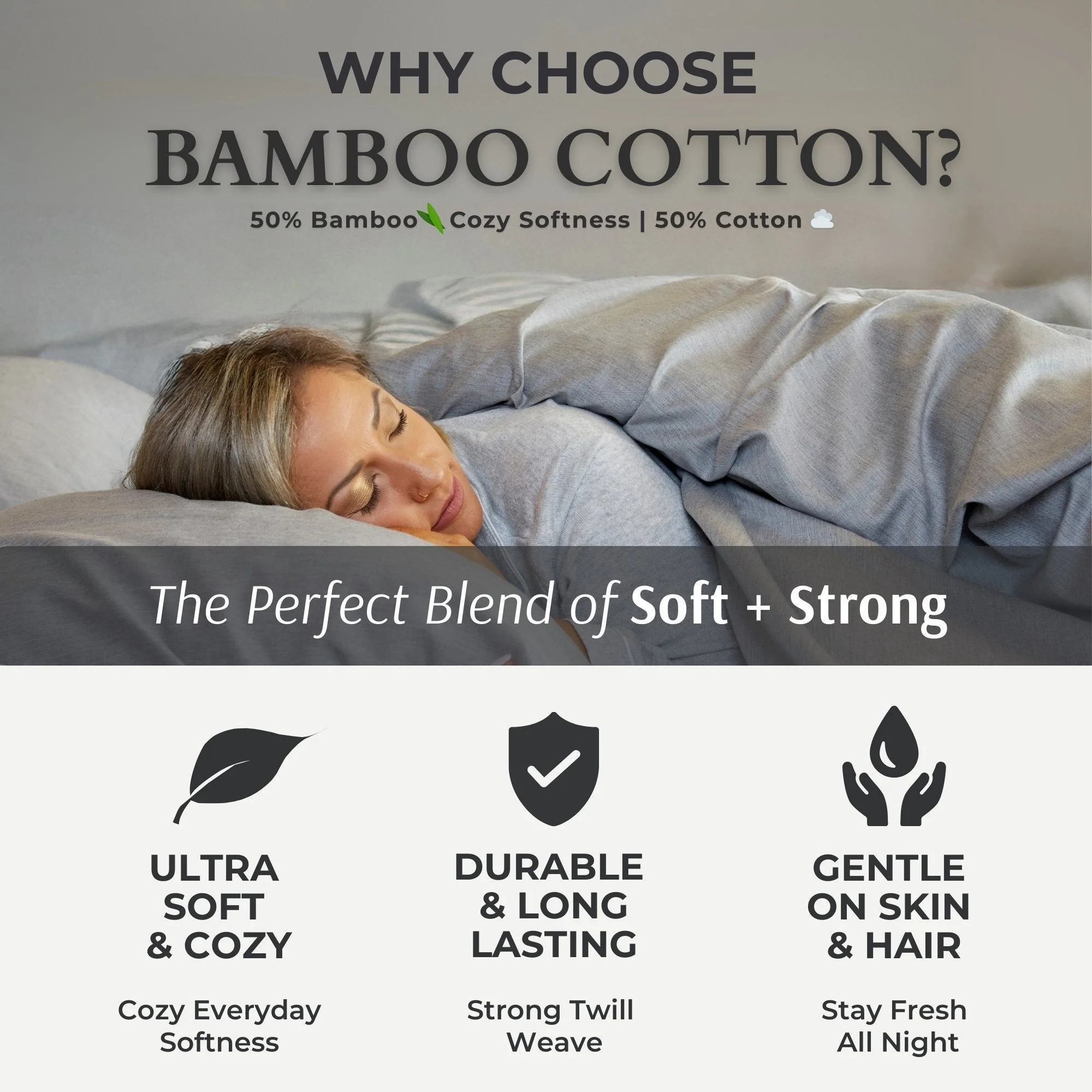 Bamboo Cotton Bed Sheets - Silver - Image 5