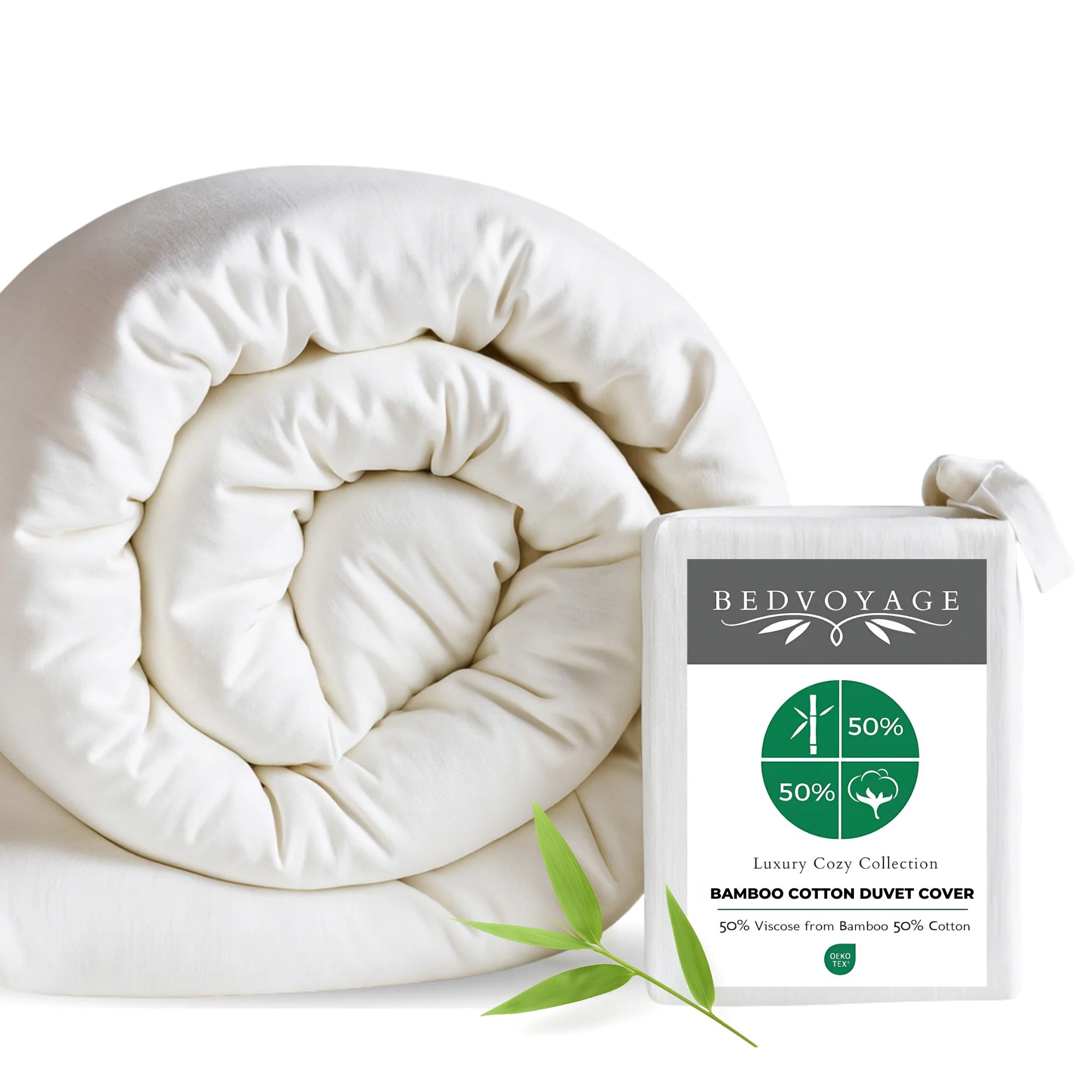 Bamboo Cotton Duvet Cover - Snow - Image 2