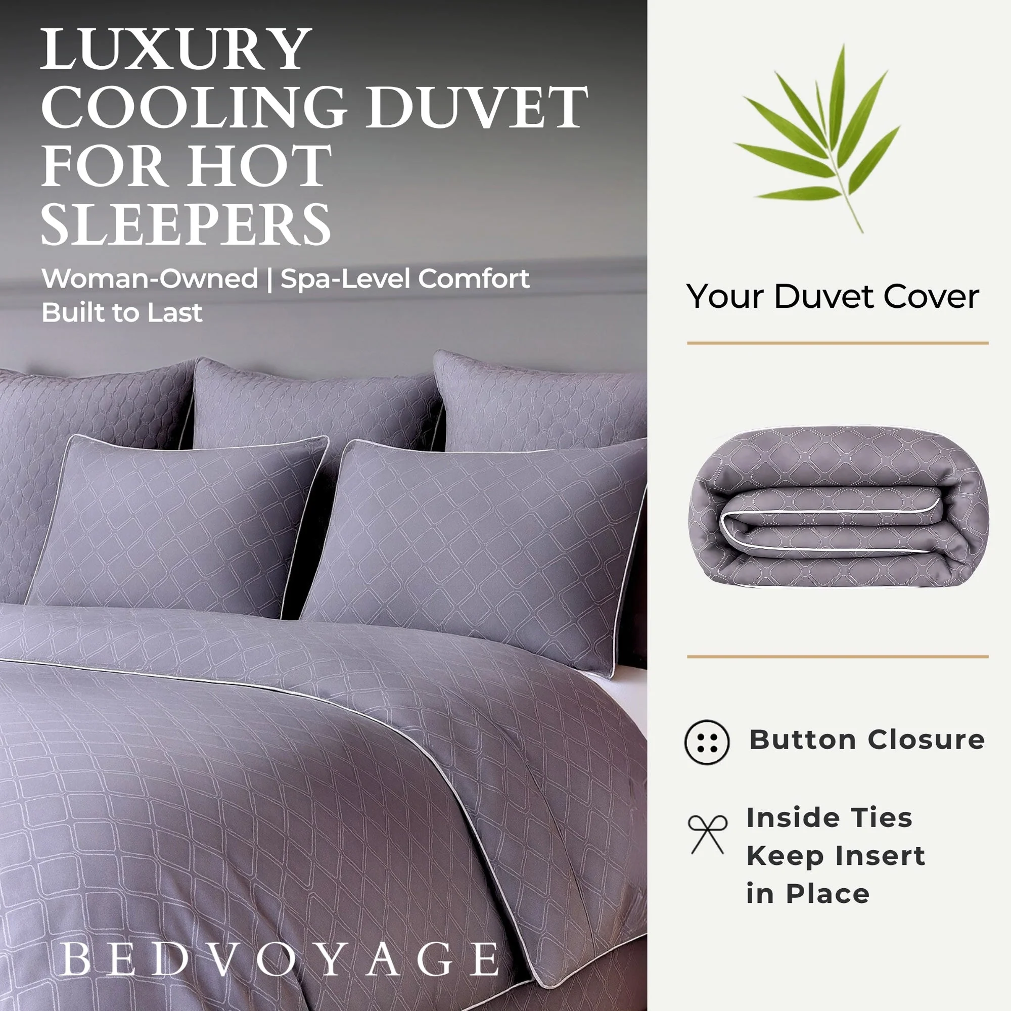 Bamboo Duvet Cover Set - 3pc - Platinum Geo - Image 4