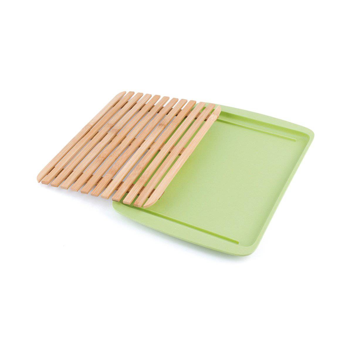 Bamboo Wood Cutting Board Lid w/ Drop-Through Crumb Spaces, Green - Image 2