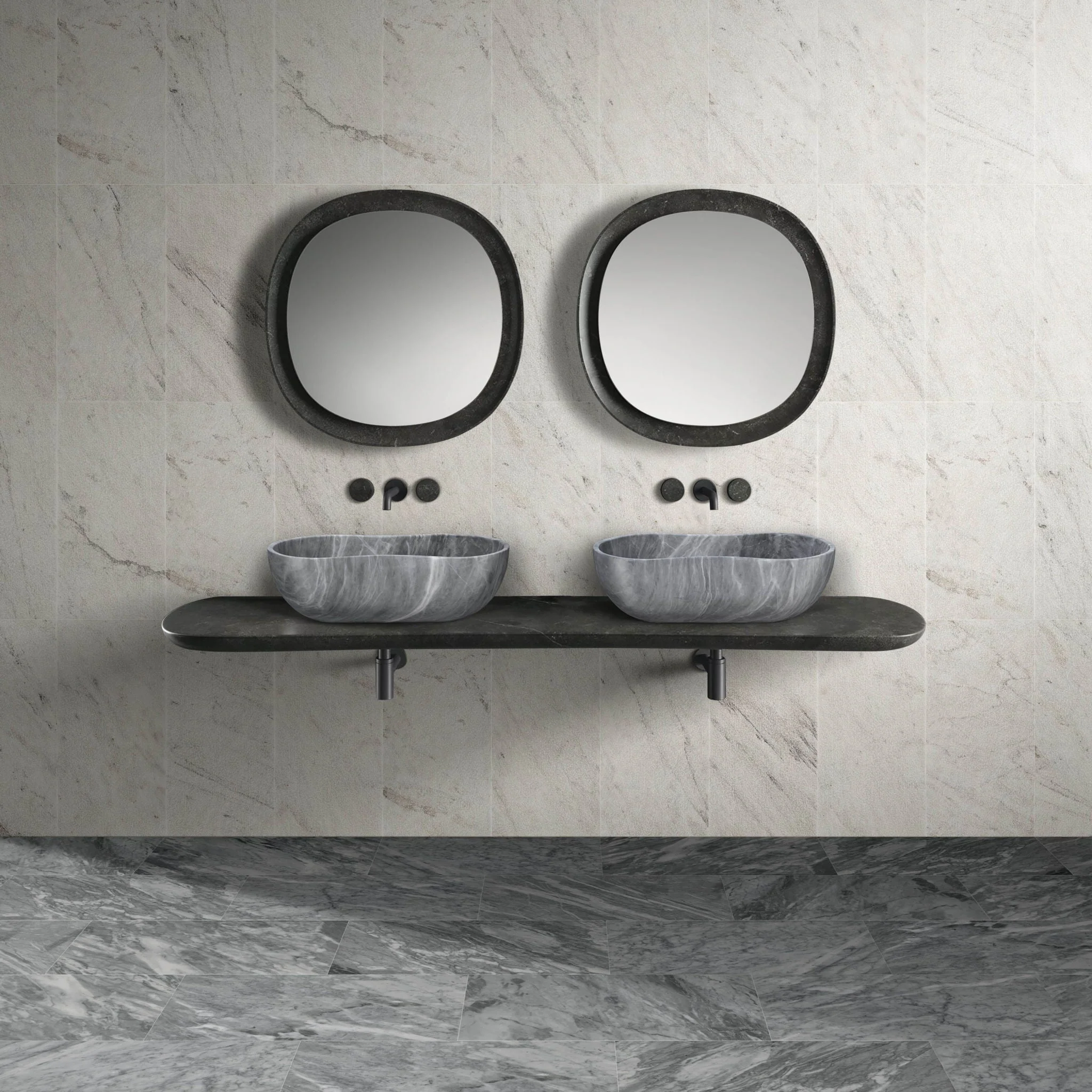 Bathroom Vessel Sink With Wavy Design by Couch - Image 18