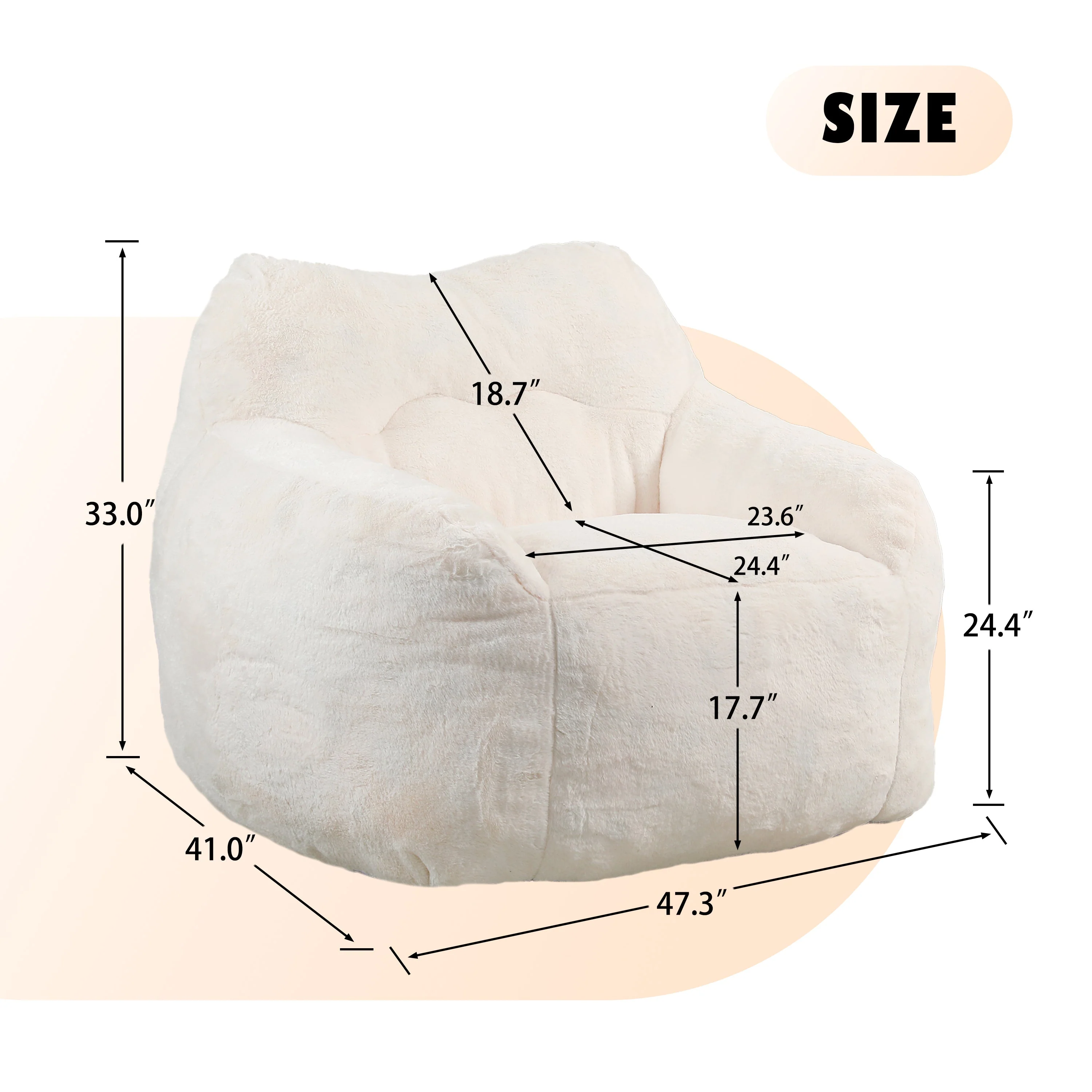Beanbag Chair, Beanbag Sofa Chair with Armrests - Image 4