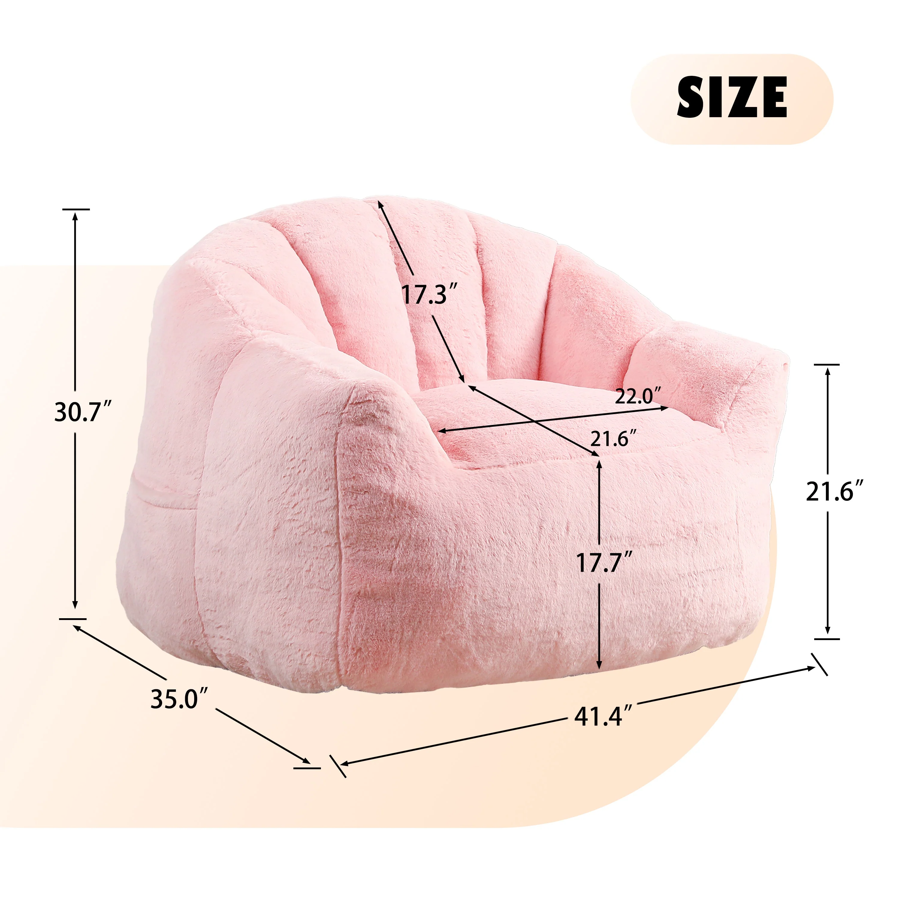 Beanbag Chair, Beanbag Sofa Chair with Armrests - Image 4