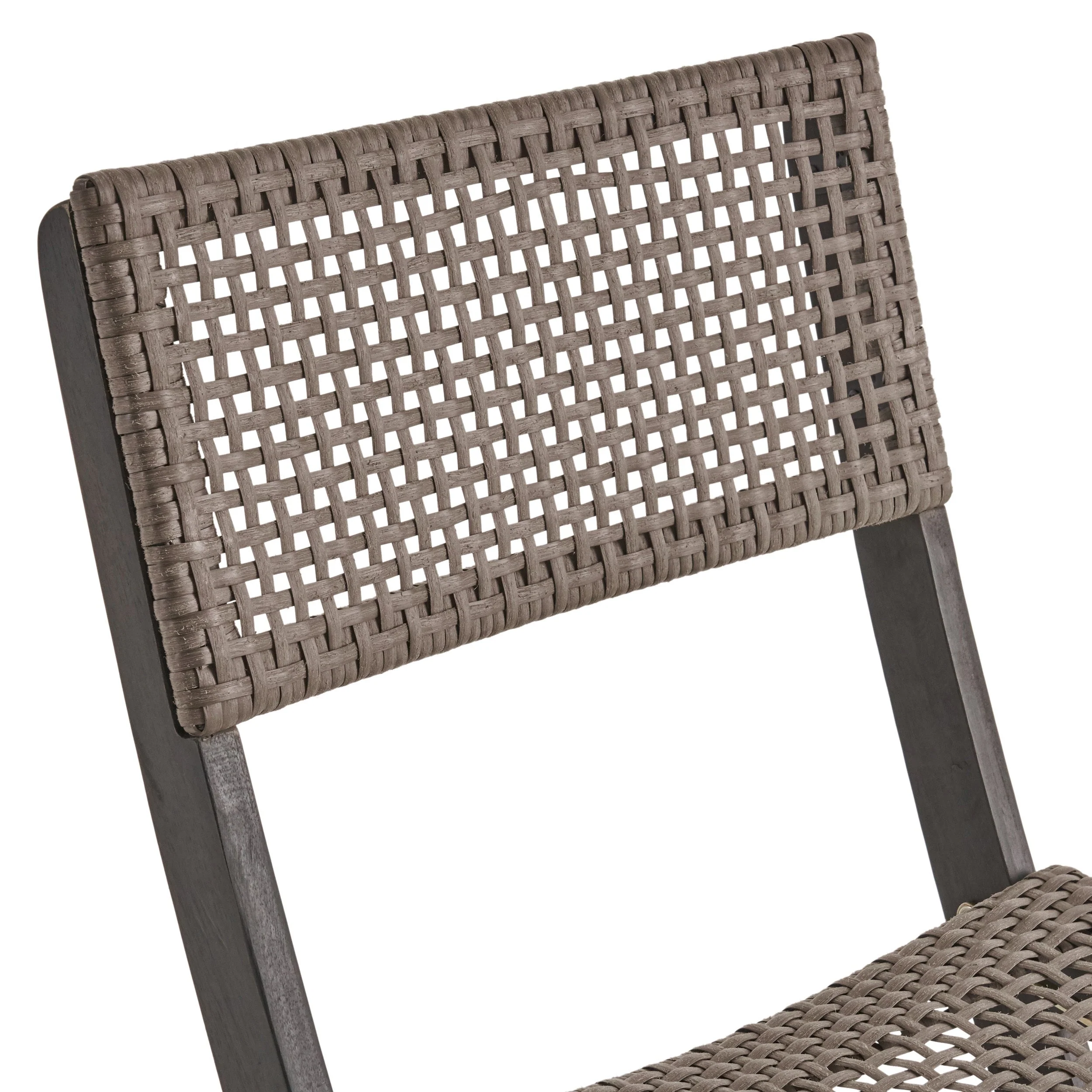 Bistro Foldable Chair with Wicker Backrest, Set of 2, Grey and Brown - Image 11
