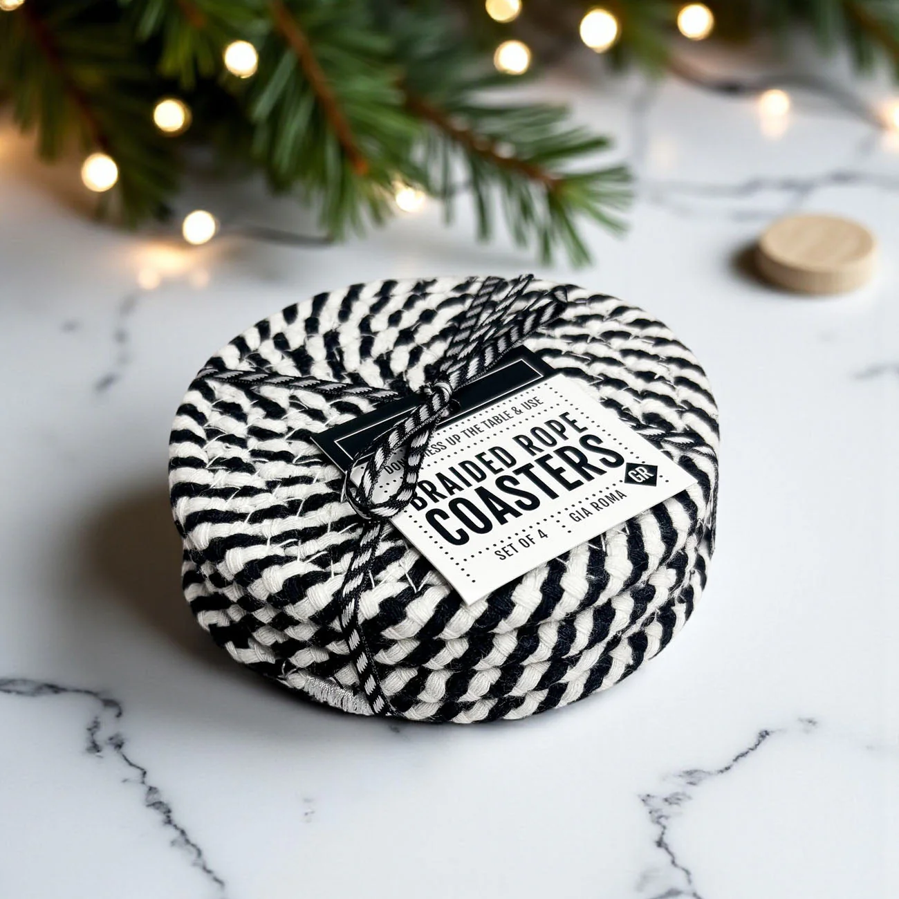 Black Braided Coaster 4pk - Image 5