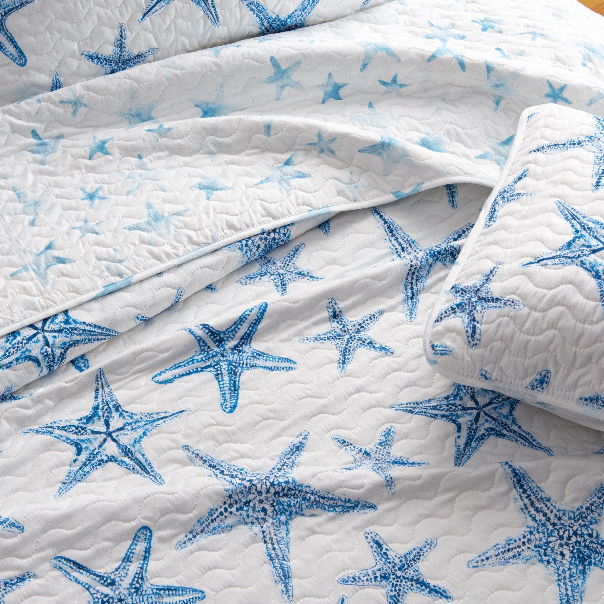 Blue Seashell Coastal Quilt Set - Trinidad Collection - Image 2