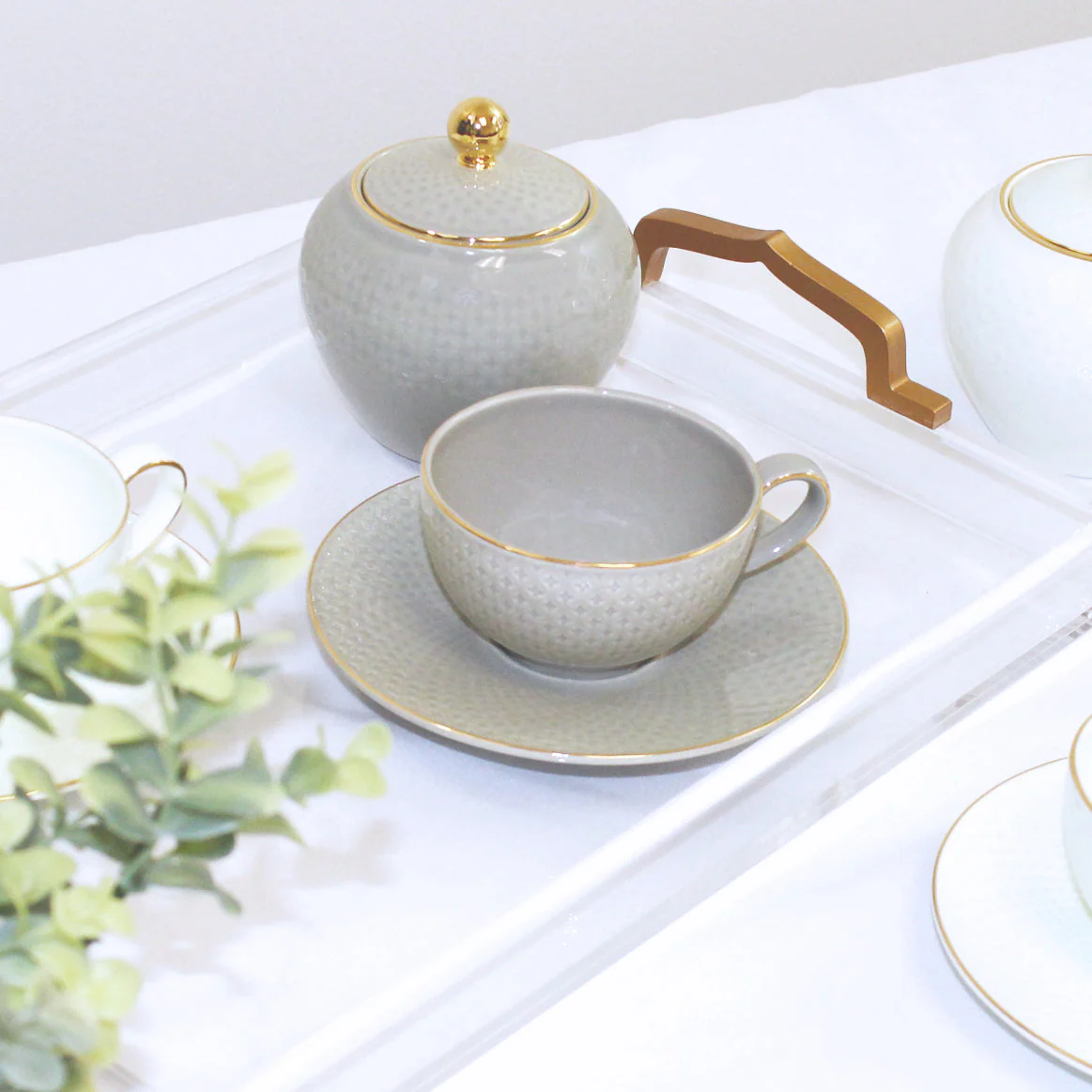 Camille Bone China Dinnerware Set - French Gray - Image 4