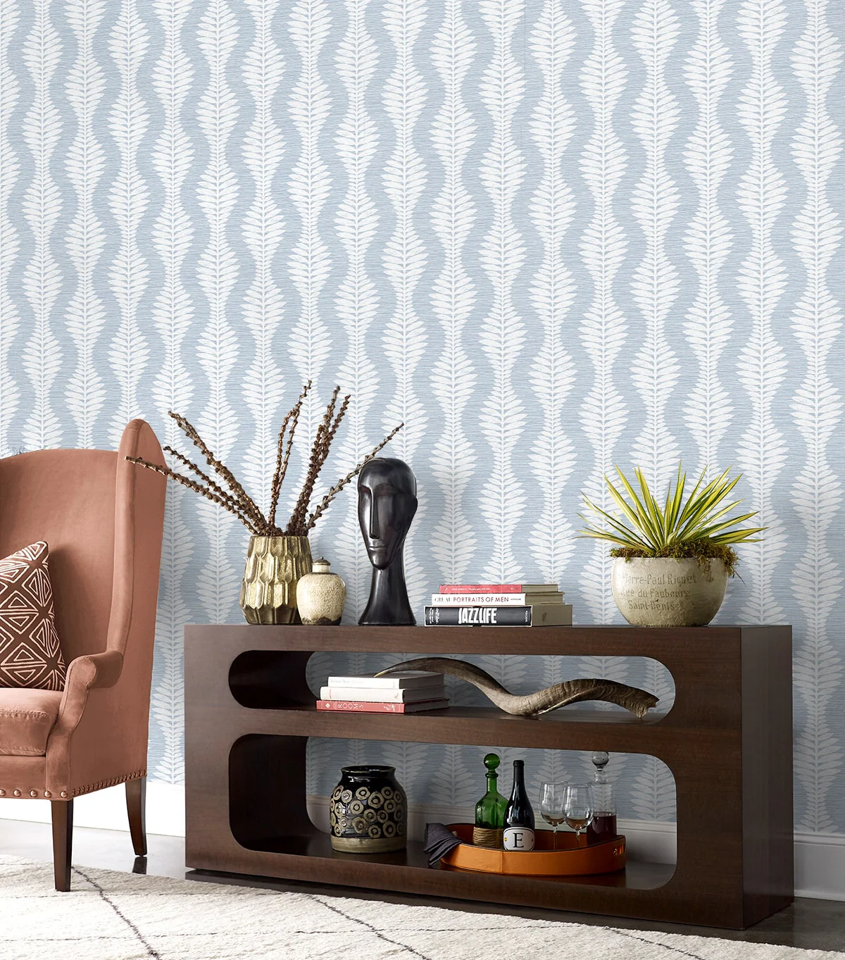Carina Leaf Ogee Embossed Vinyl Unpasted Wallpaper - Image 24