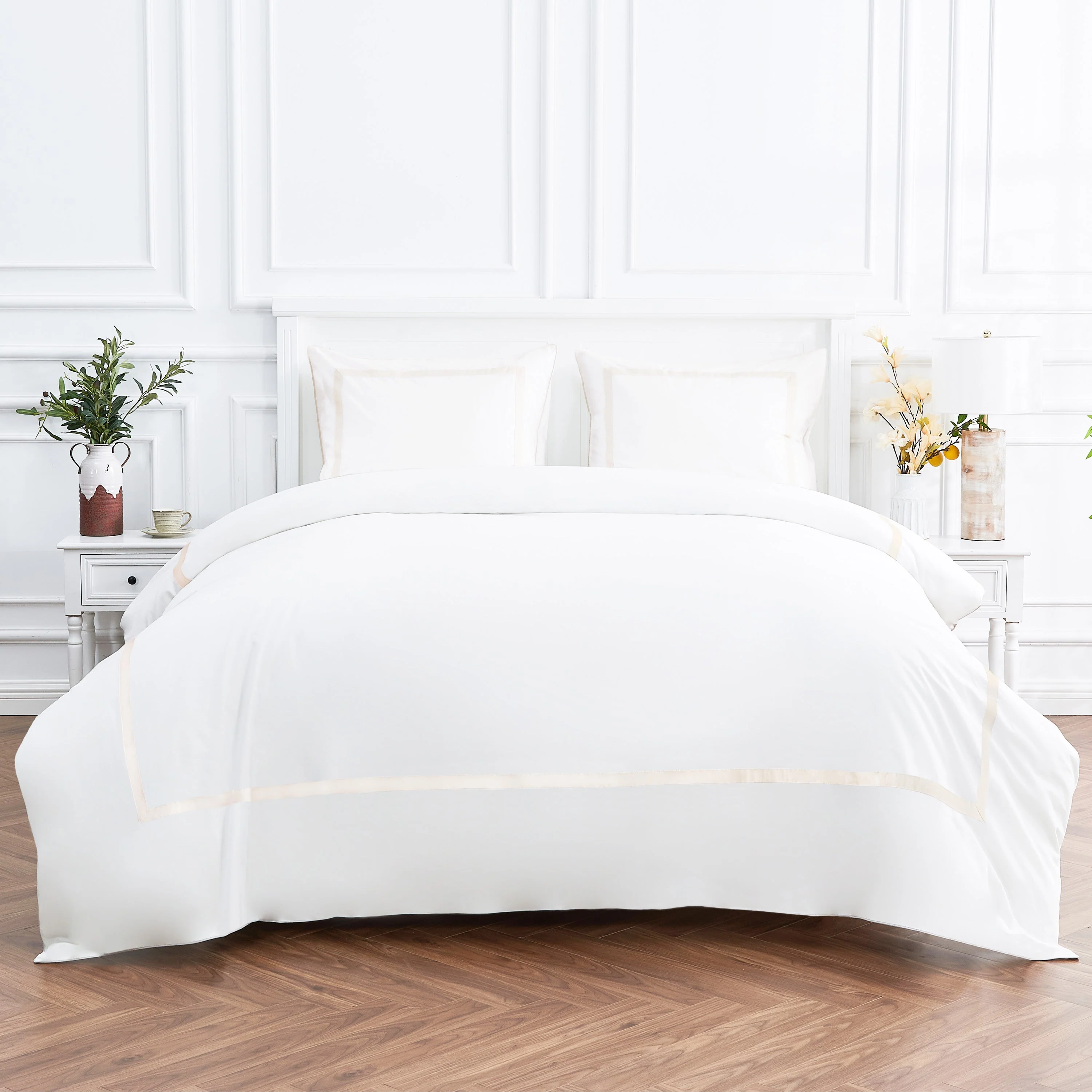 Classic Double Border Percale Cotton Duvet Set - Image 15