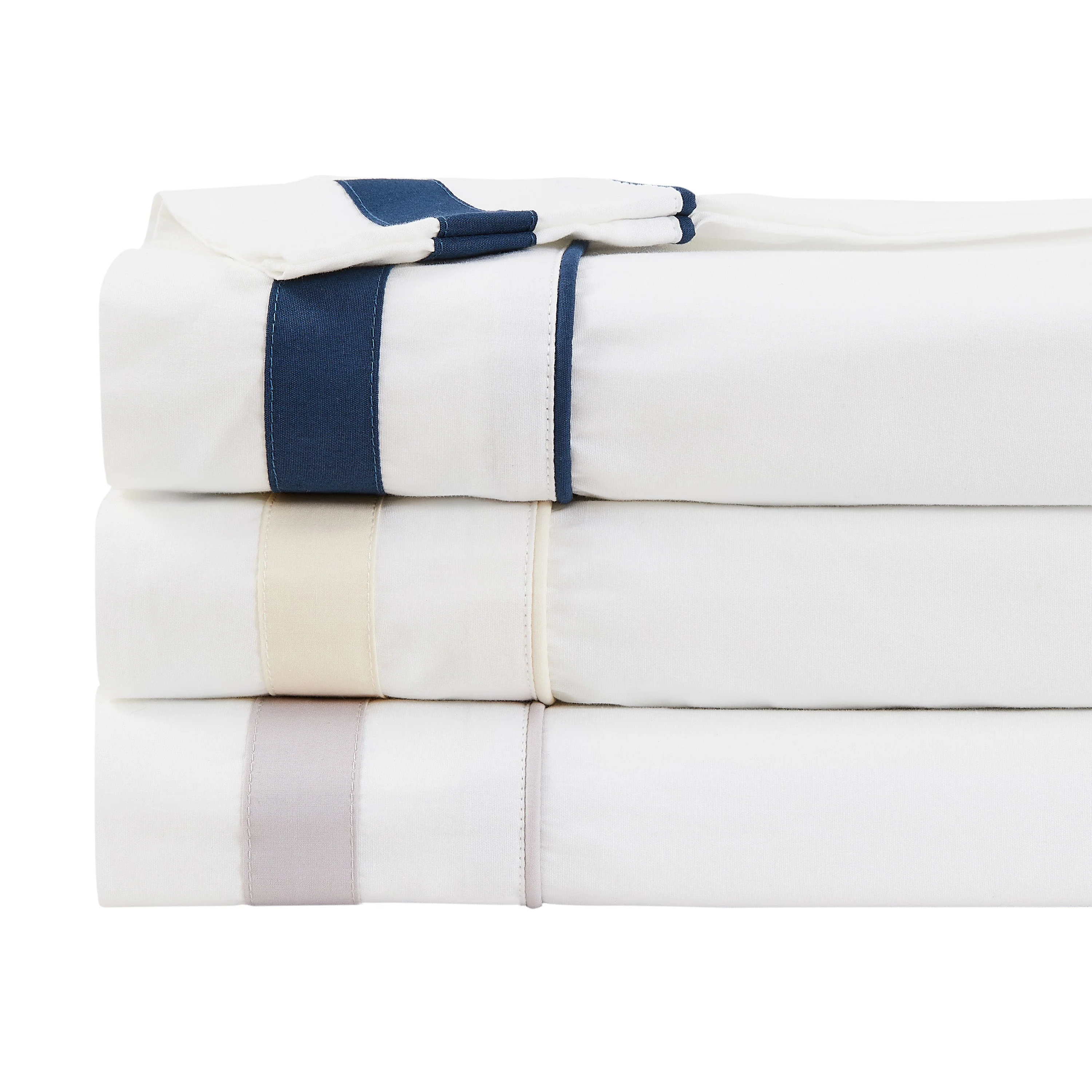 Classic Double Border Percale Cotton Pillowcase Pair - Image 3