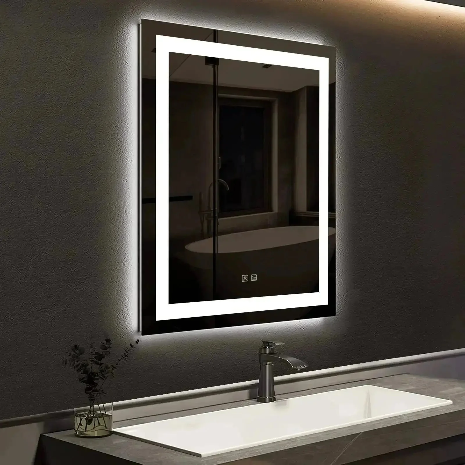 Compact Center Glow LED Bathroom Mirror - Image 2
