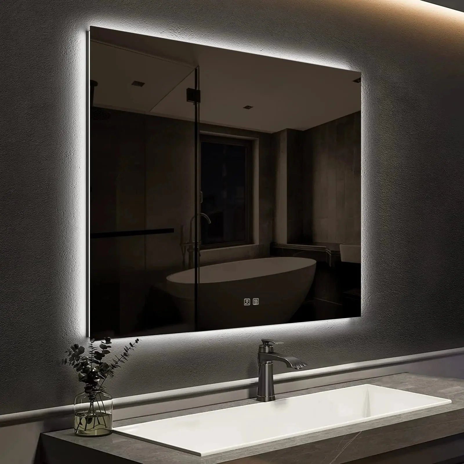 Compact Sleek Backlit LED Bathroom Mirror - Image 2