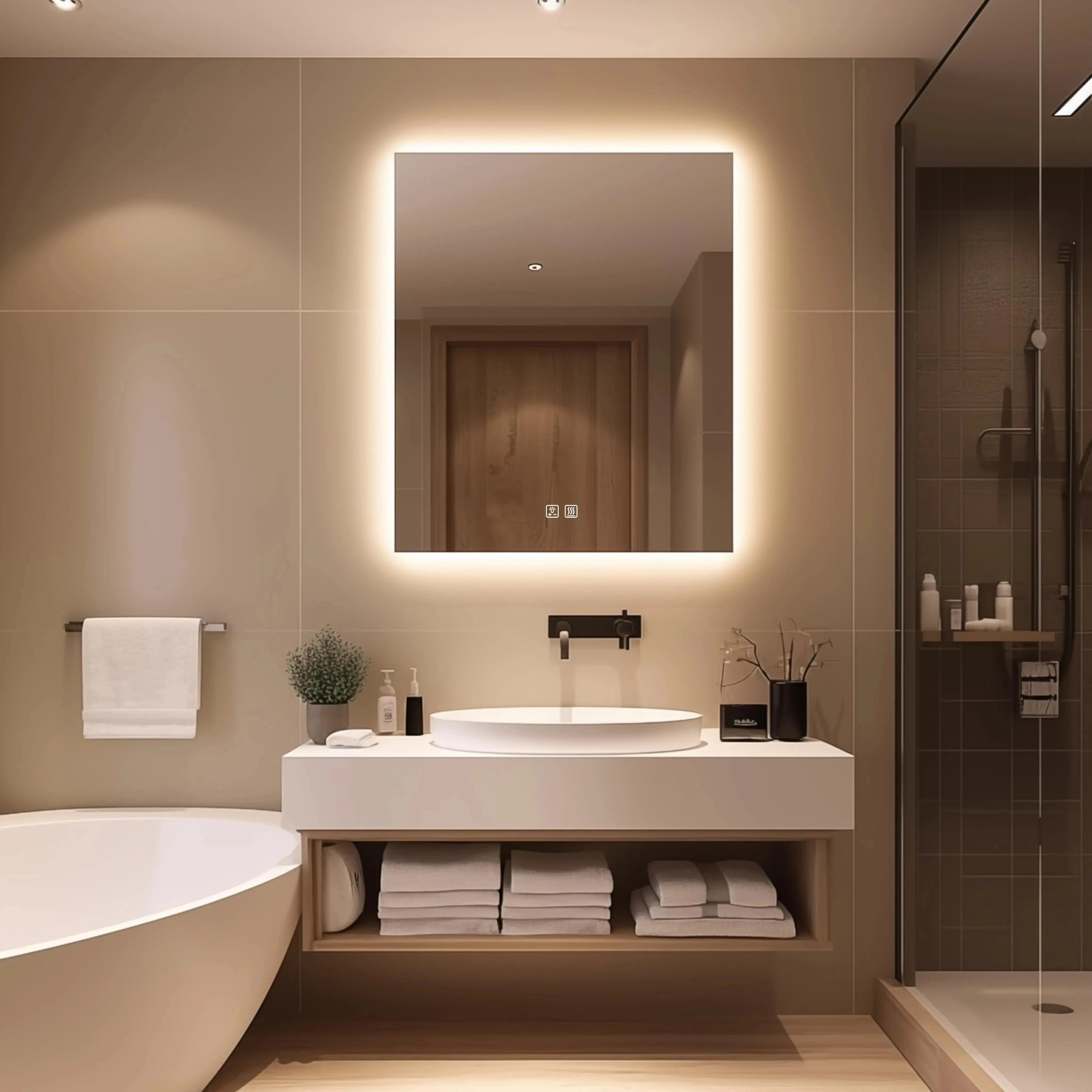 Compact Sleek Backlit LED Bathroom Mirror - Image 3
