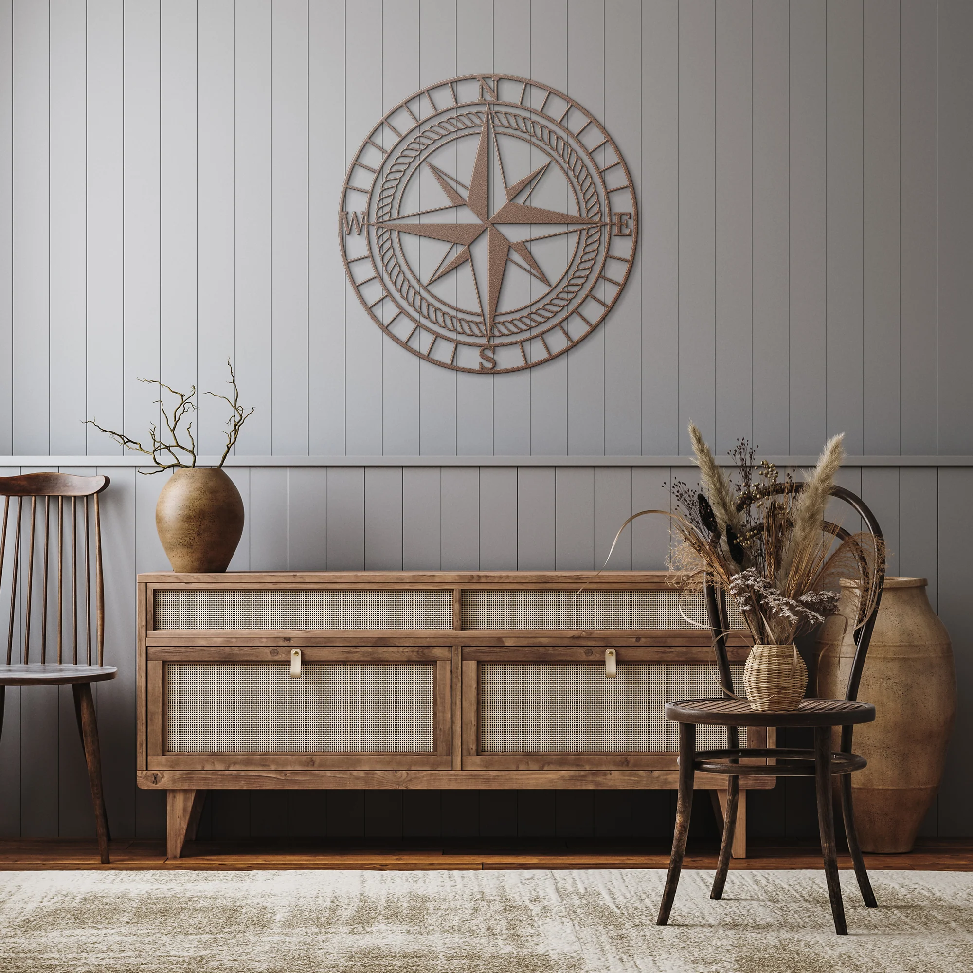 Compass Rose Die-Cut Metal Sign - Image 2