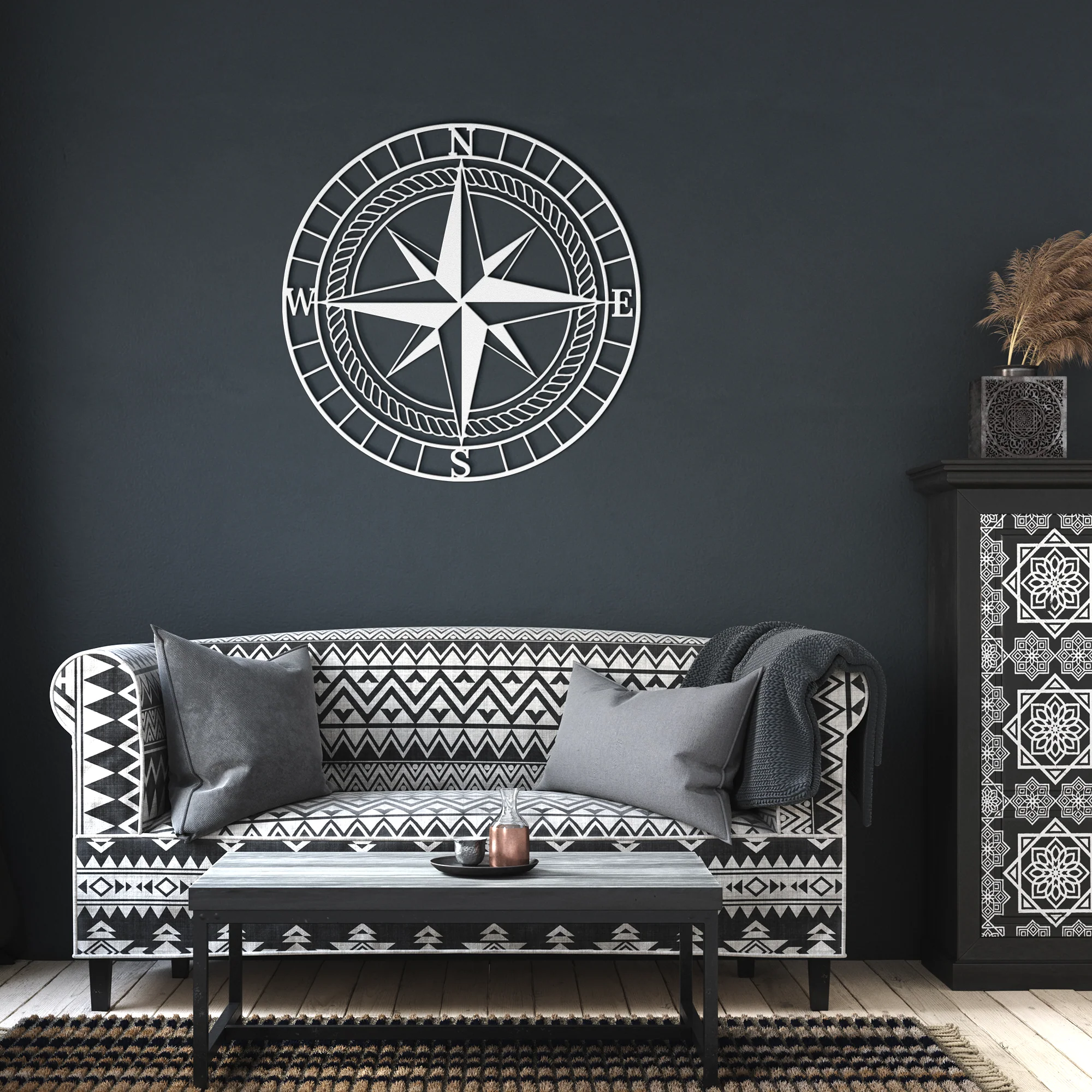 Compass Rose Die-Cut Metal Sign - Image 8
