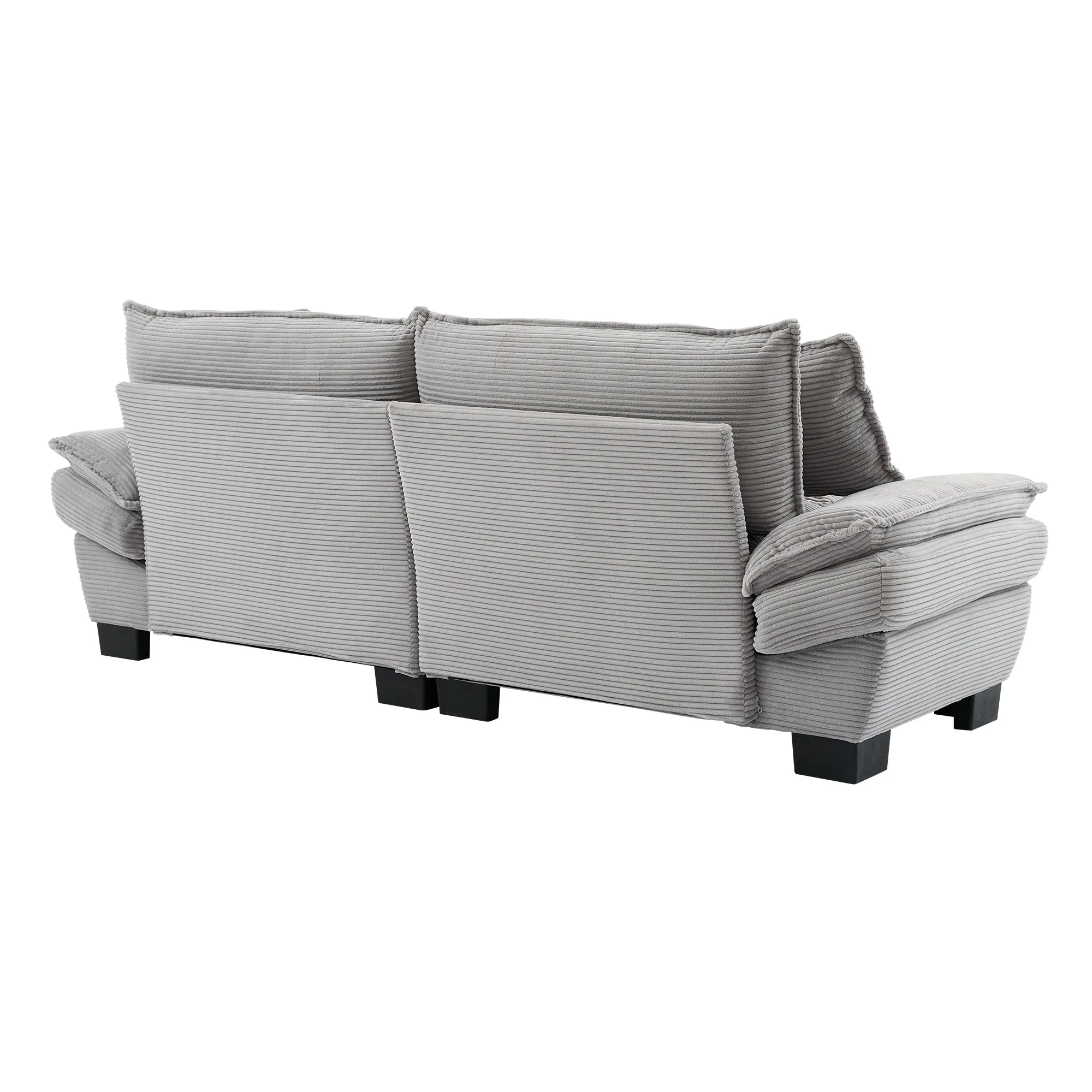Corduroy Sofa Sleeper Couch with Pillows - Light Grey - Image 7