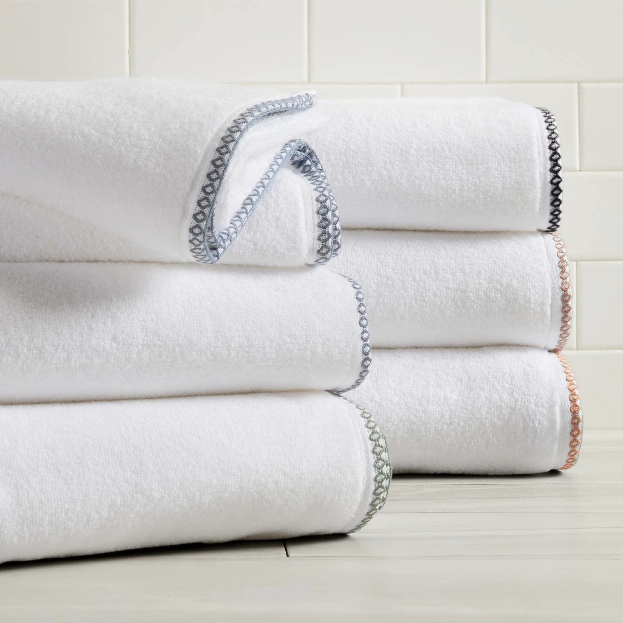 Cotton Border-Stitched 6-Piece Towel Set - Valery Collection - Image 57