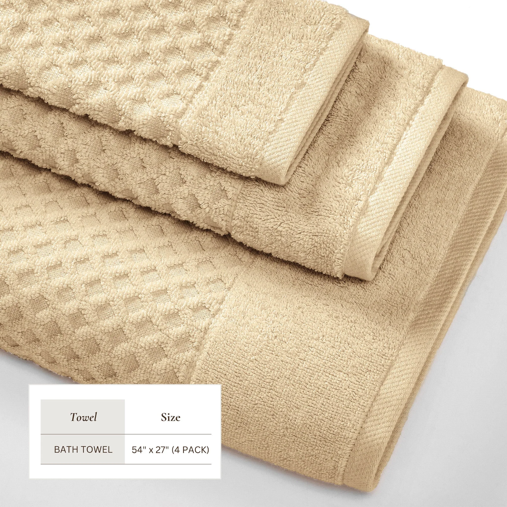 Cotton Diamond Waffle Weave Bath Towel Set - Grayson Collection - Image 208
