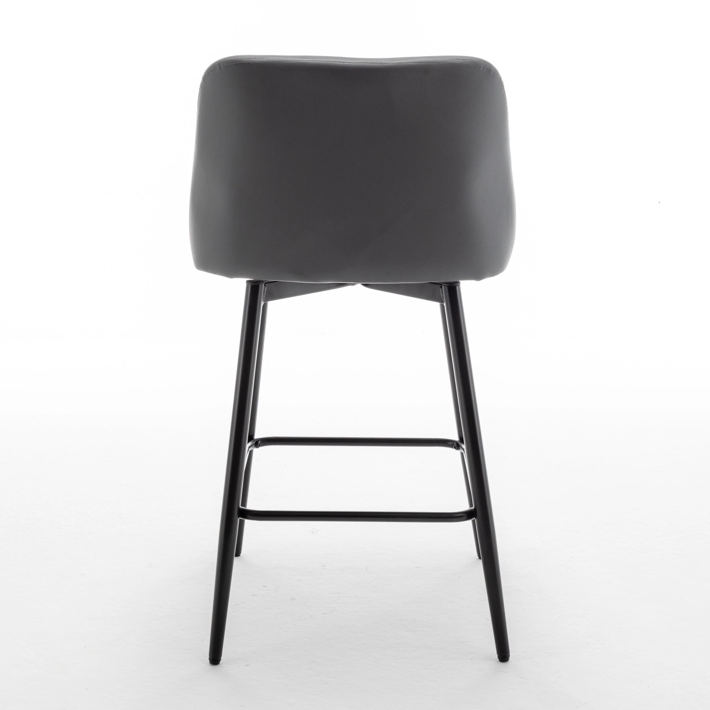 Counter Height Swivel Bar Stools Set of 2 with Metal Legs, Faux Leather, Grey - Image 14