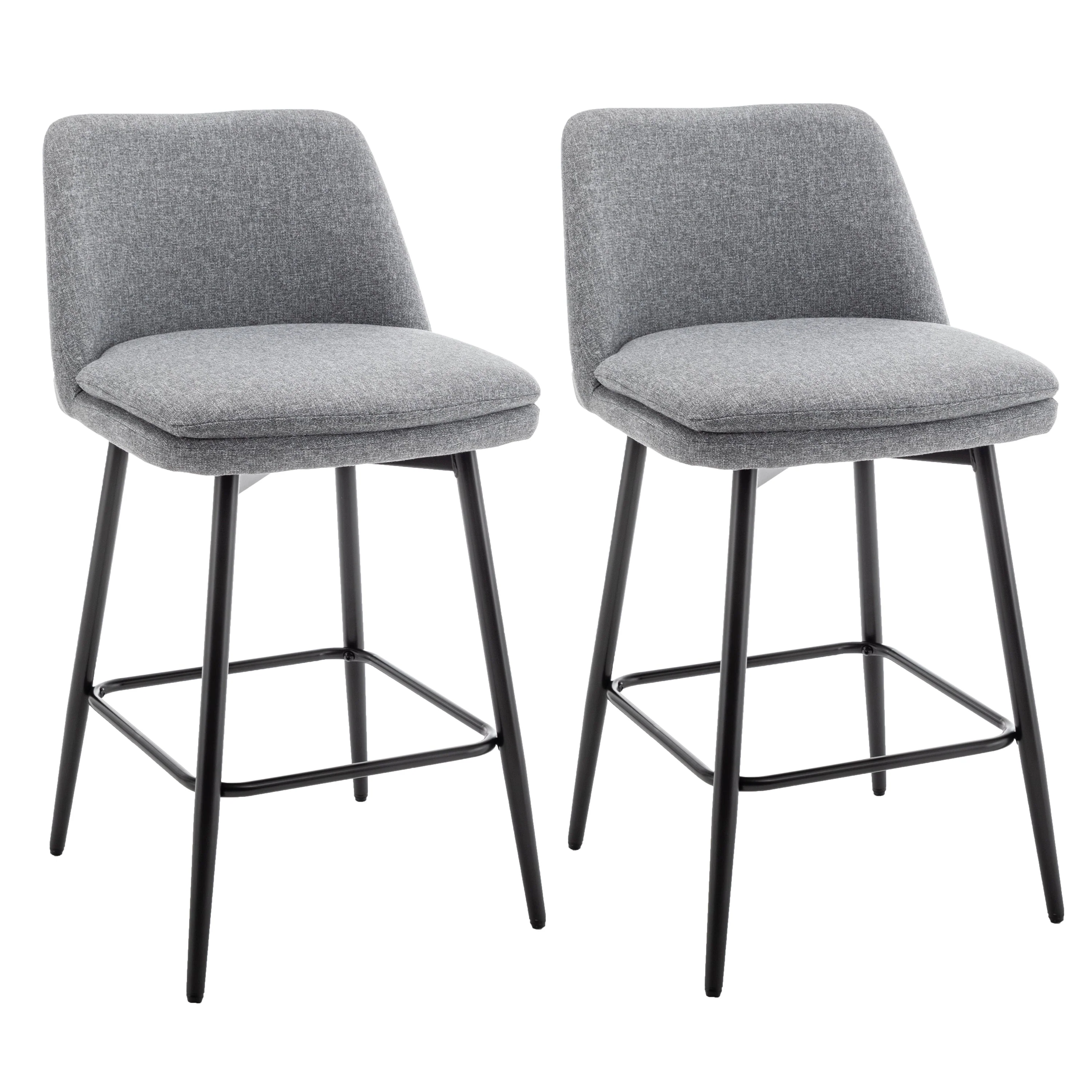 Counter Height Swivel Bar Stools Set of 2, with Metal Legs, 25.6' Seat Height, Grey - Image 6